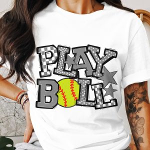 Play Ball T-Shirt, Softball Tee, Sporty Graphic Shirt, Trendy Design TShirt, Baseball Fan Gift, Game Day Apparel, Stylish T-Shirts