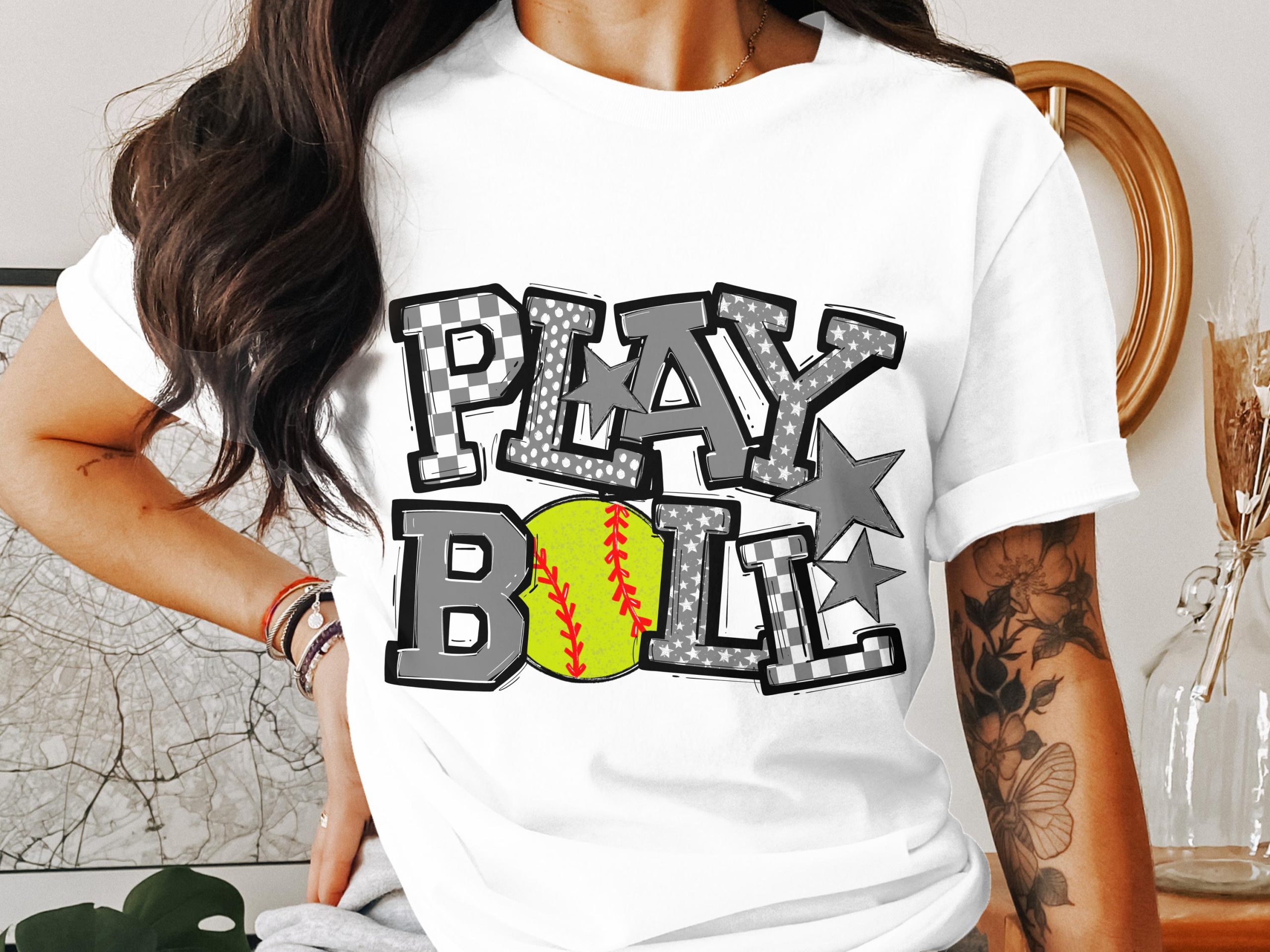 Play Ball T-Shirt, Softball Tee, Sporty Graphic Shirt, Trendy Design TShirt, Baseball Fan Gift, Game Day Apparel, Stylish T-Shirts