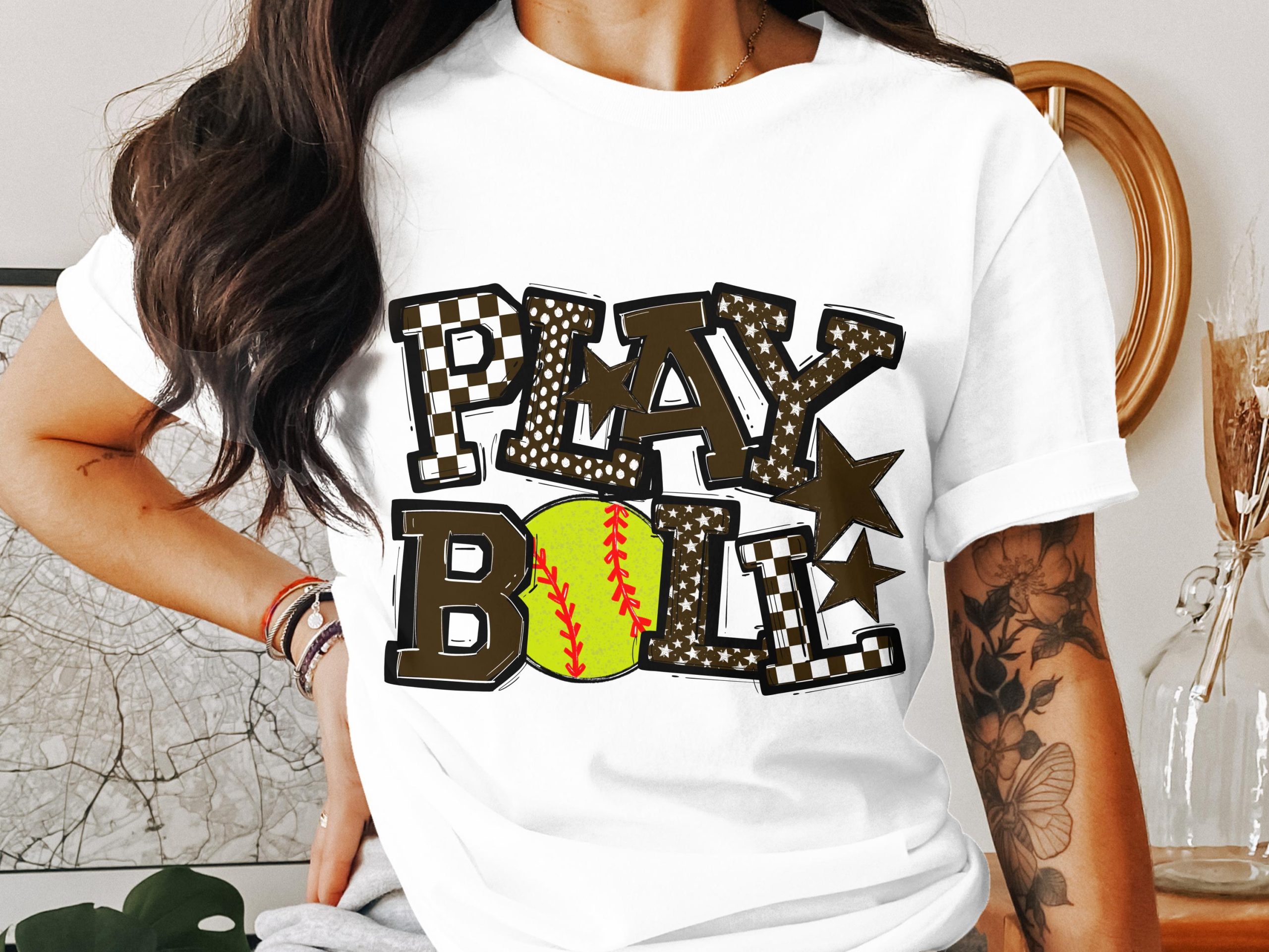 Play Ball Softball T-Shirt, Unique Design T-Shirt, Sports Fan Apparel, Gift for Softball Player, Softball Lover Top, Trendy T-Shirt