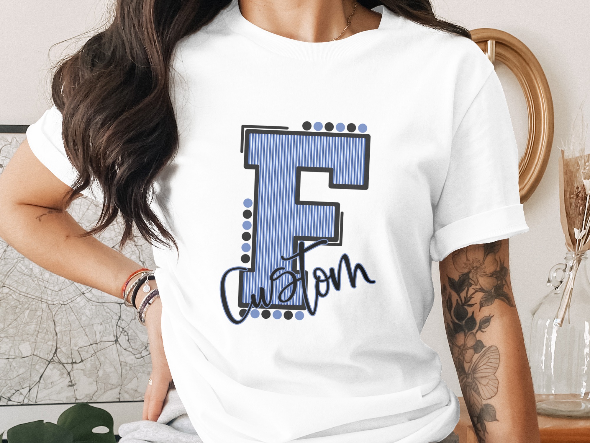 Custom Initial Letter and Name Seersucker Varsity Alphabet Sublimation PNG Download, Seersucker Letter, High School Mascot