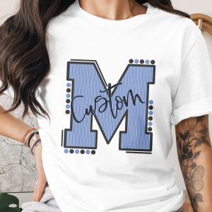 Custom Initial Letter and Name Seersucker Varsity Alphabet Sublimation PNG Download, Seersucker Letter, High School Mascot