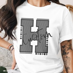 Custom Initial Letter and Name Seersucker Varsity Alphabet Sublimation PNG Download, Seersucker Letter, High School Mascot