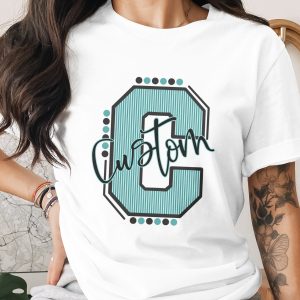 Custom Initial Letter and Name Seersucker Varsity Alphabet Sublimation PNG Download, Seersucker Letter, High School Mascot