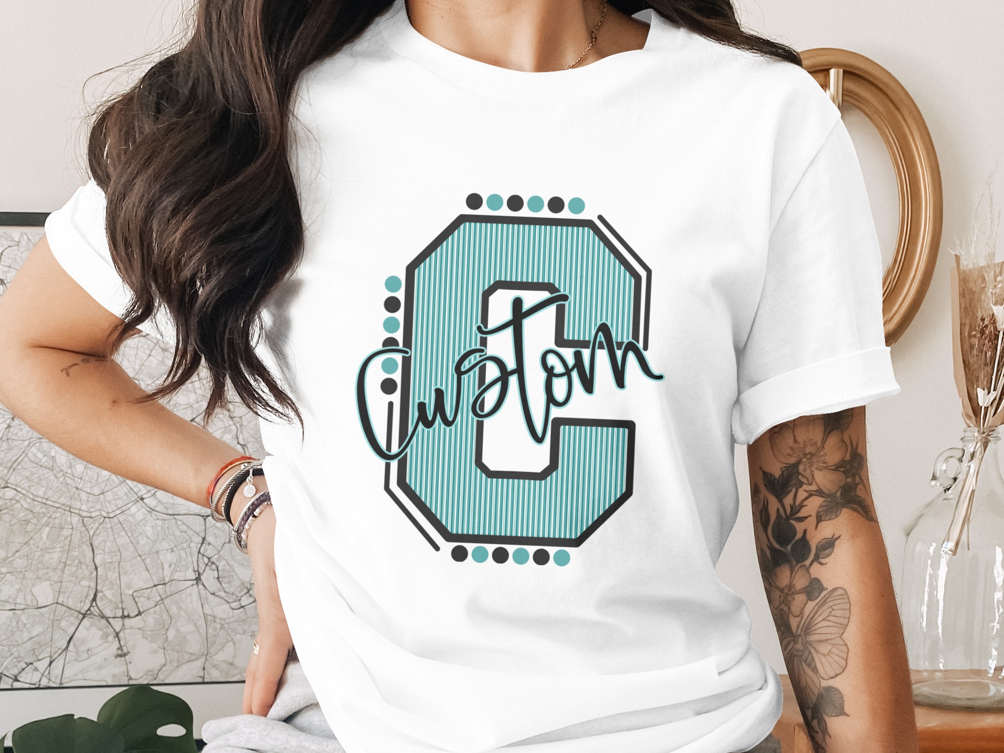 Custom Initial Letter and Name Seersucker Varsity Alphabet Sublimation PNG Download, Seersucker Letter, High School Mascot