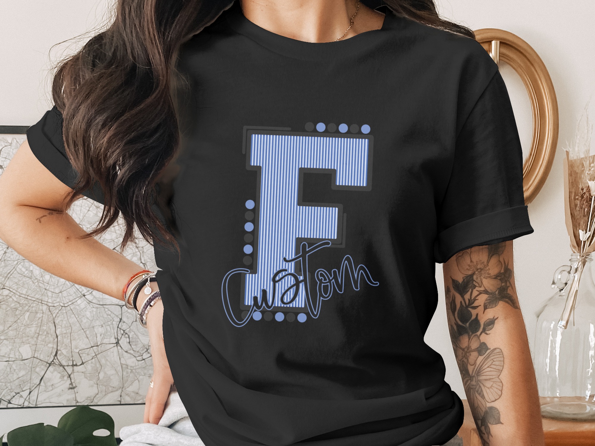 Custom Initial Letter and Name Seersucker Varsity Alphabet Sublimation PNG Download, Seersucker Letter, High School Mascot - Image 2