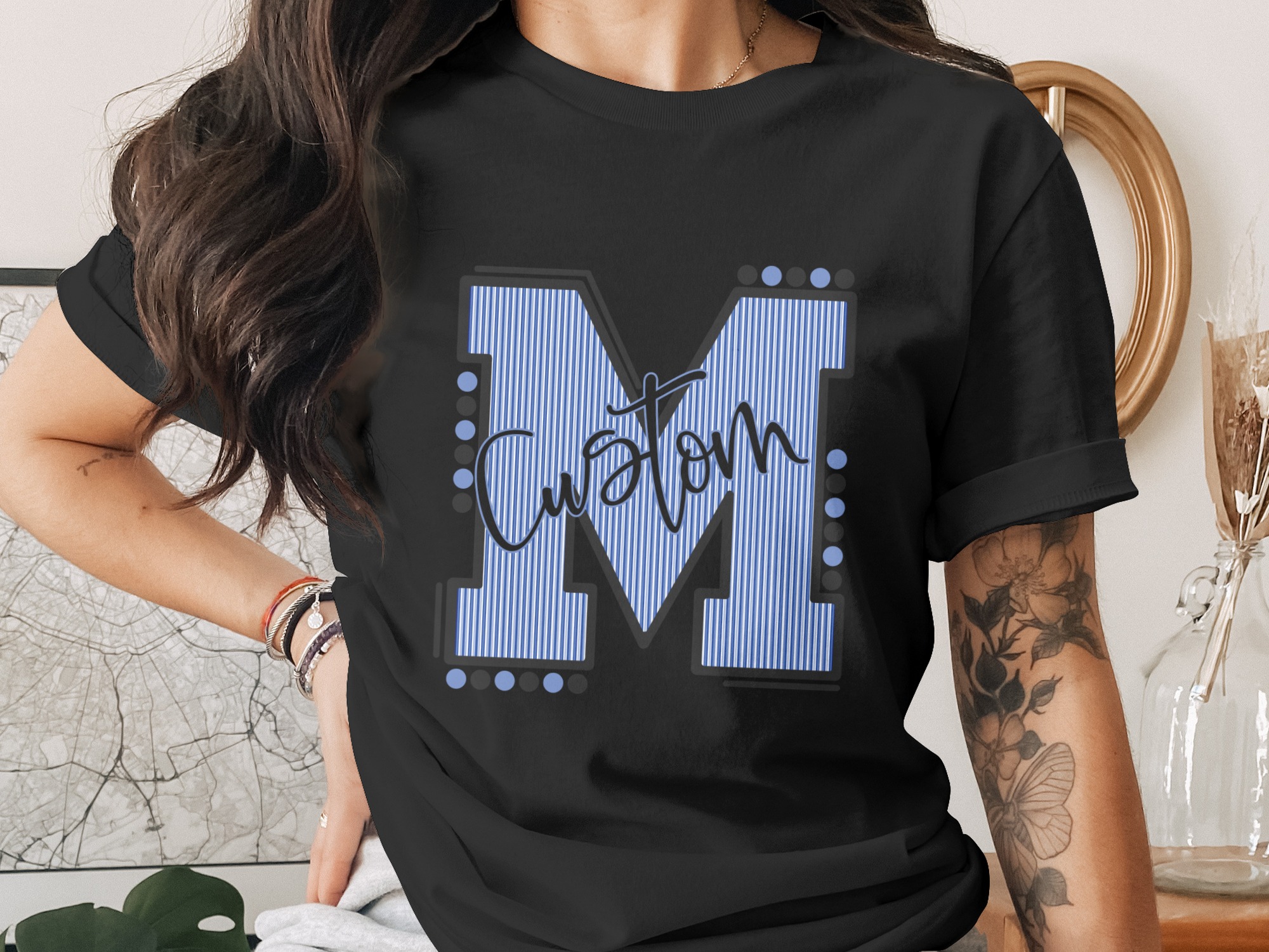 Custom Initial Letter and Name Seersucker Varsity Alphabet Sublimation PNG Download, Seersucker Letter, High School Mascot - Image 2