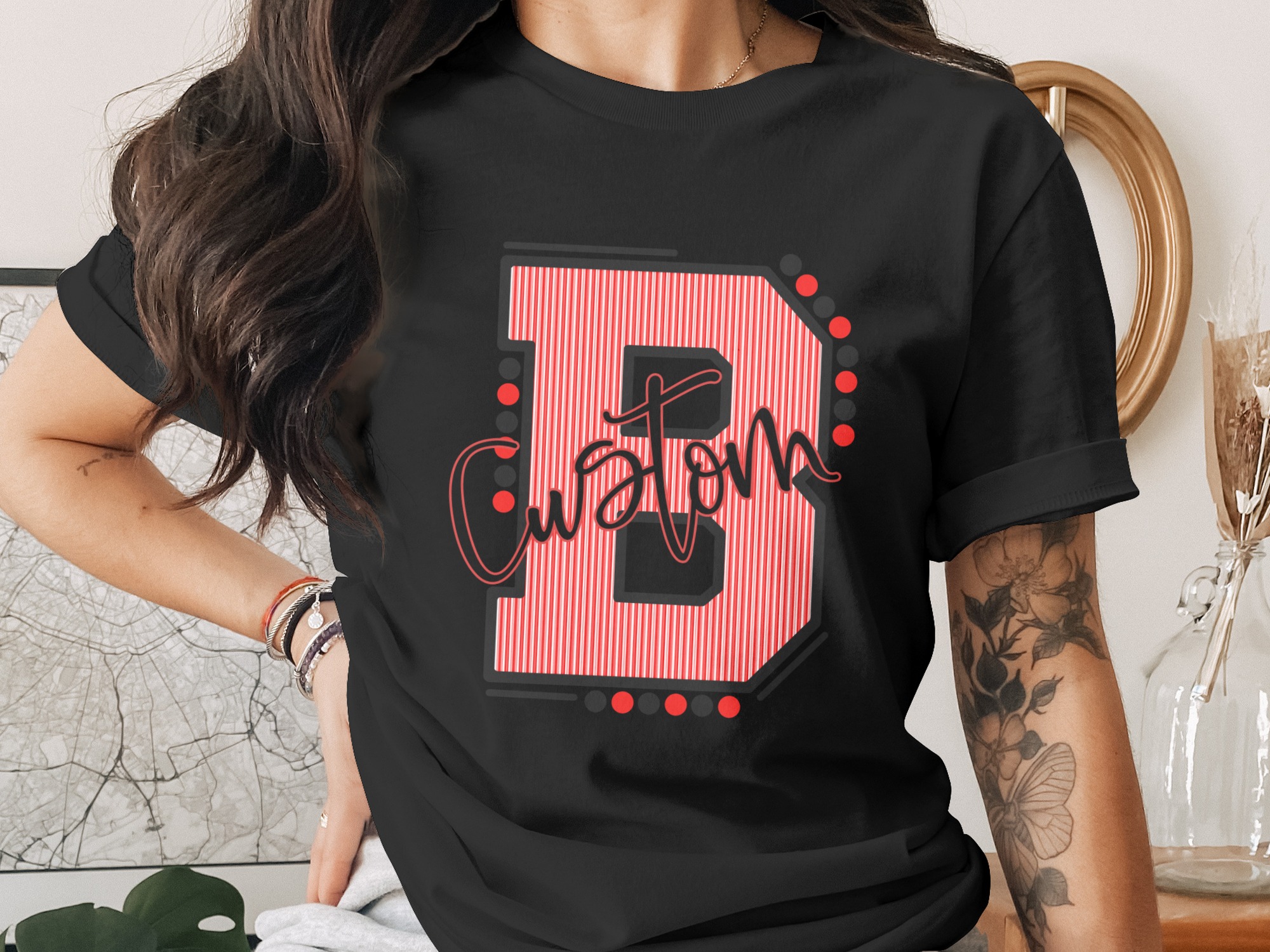 Custom Initial Letter and Name Seersucker Varsity Alphabet Sublimation PNG Download, Seersucker Letter, High School Mascot - Image 2