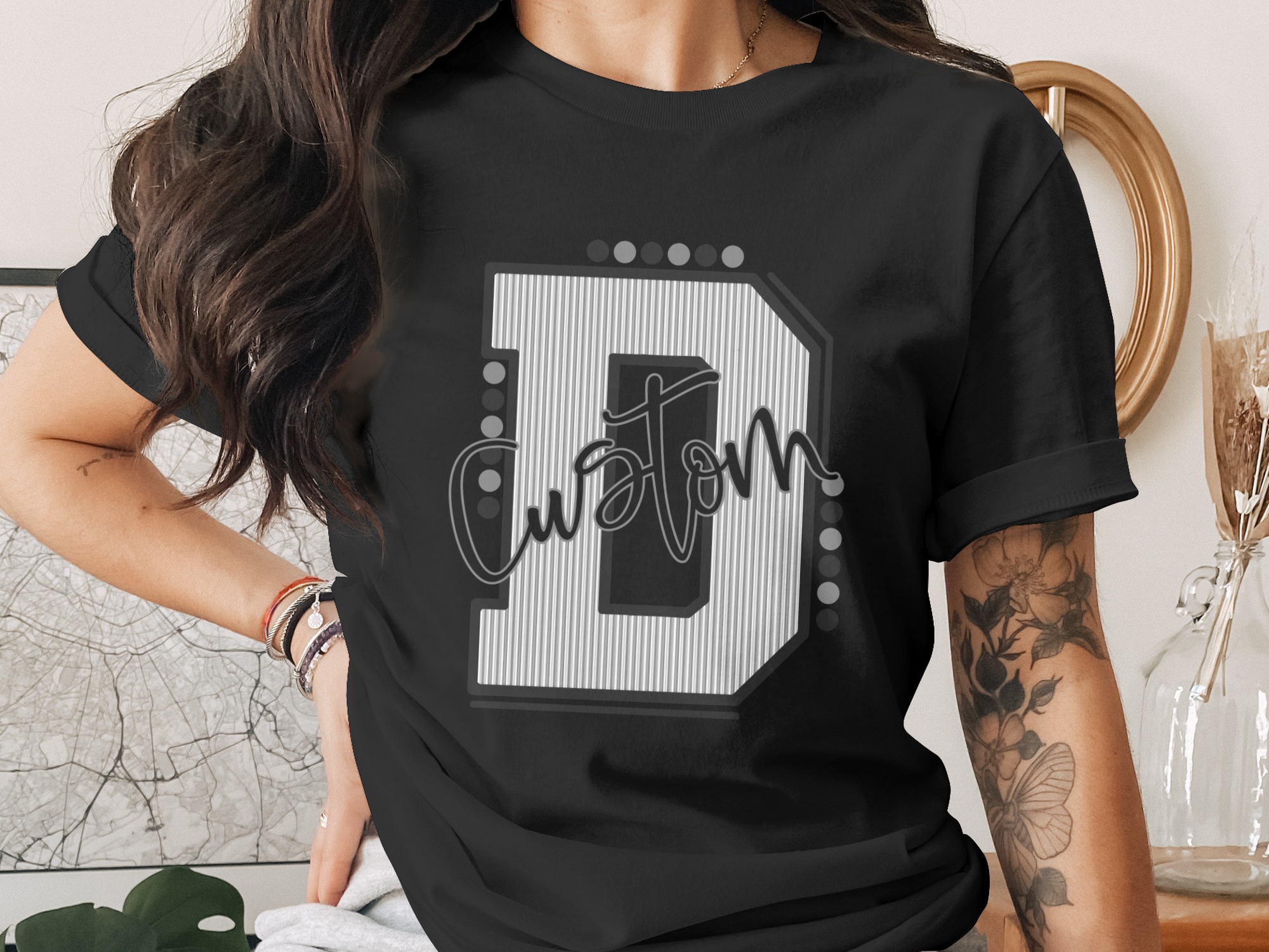 Custom Initial Letter and Name Seersucker Varsity Alphabet Sublimation PNG Download, Seersucker Letter, High School Mascot - Image 2