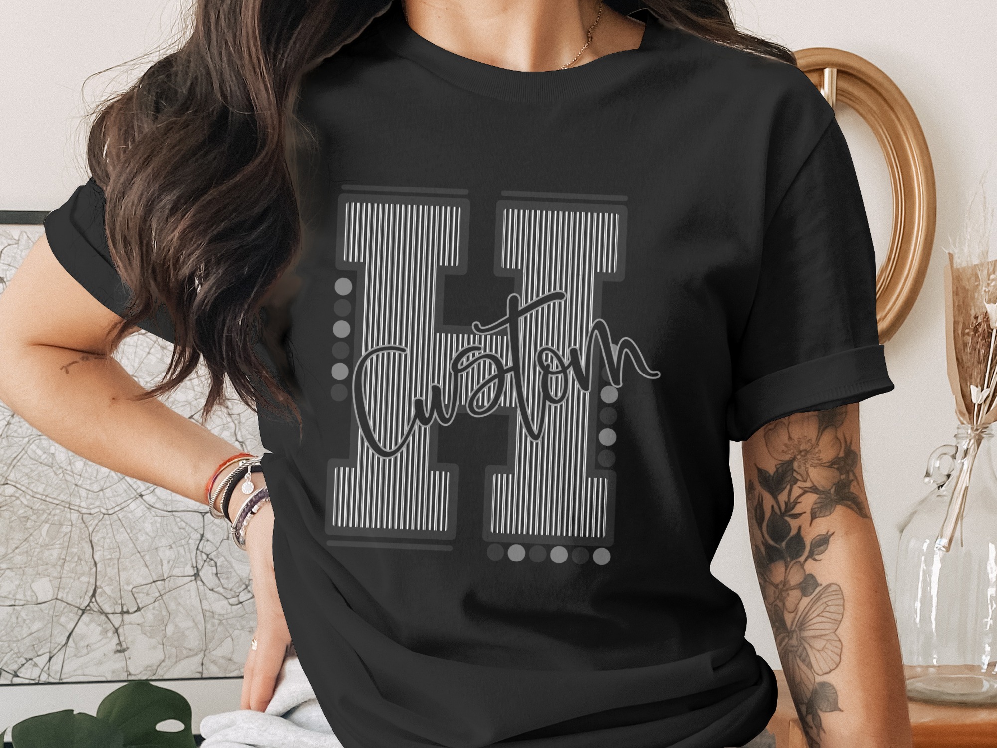 Custom Initial Letter and Name Seersucker Varsity Alphabet Sublimation PNG Download, Seersucker Letter, High School Mascot - Image 2