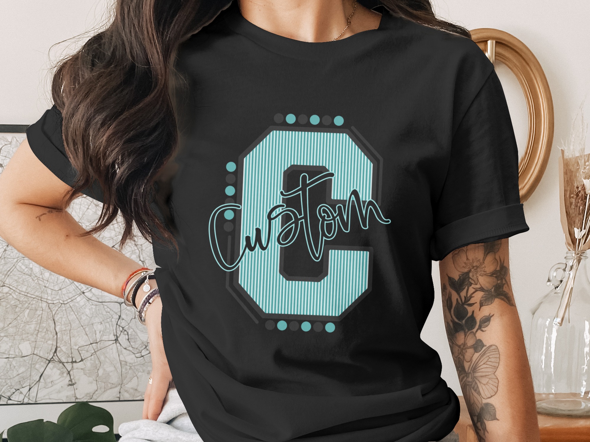 Custom Initial Letter and Name Seersucker Varsity Alphabet Sublimation PNG Download, Seersucker Letter, High School Mascot - Image 2