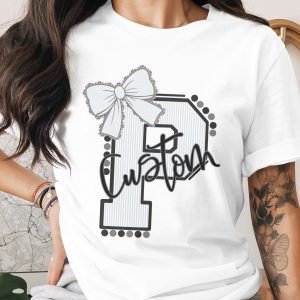 Digital, Custom Initial Mascot Sublimation PNG Download, Varsity Initial PNG, Personalized Initial With Bow, Printable Monogram PNG