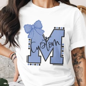 Digital, Custom Initial And Mascot Sublimation PNG Download, Striped Mascot Letter, Sports Team, Initial With Bow, Custom PNG, Downloadable
