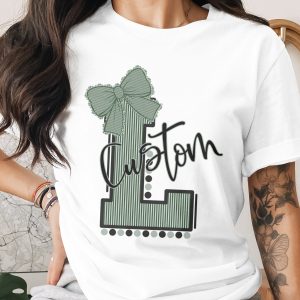 Digital Custom Initial Mascot Sublimation PNG Download, Personalized Letter Art, Trendy Design, Cute Initial with Bow, DIY Crafts, Graphics