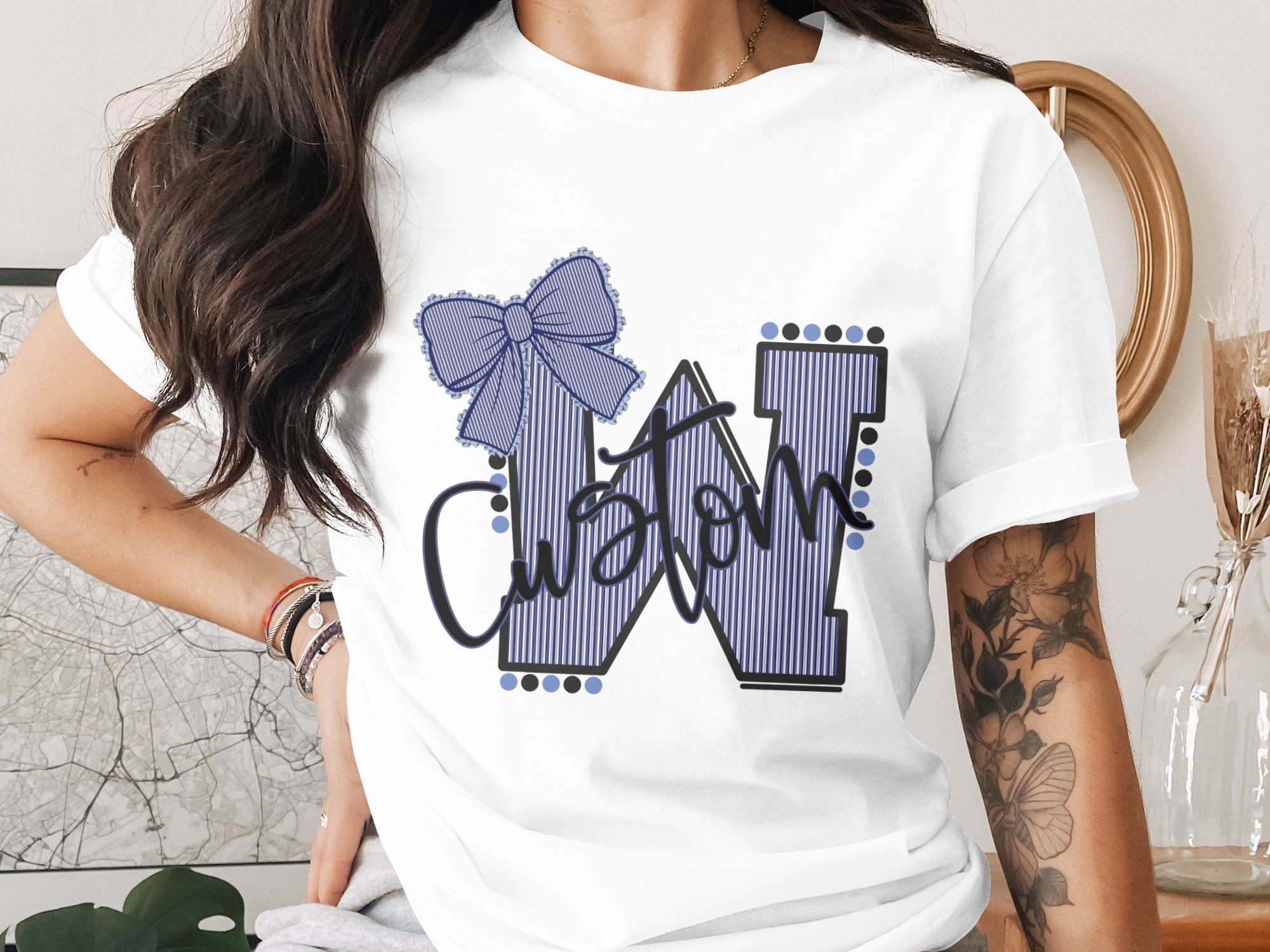 Digital Custom Initial Mascot Sublimation PNG Download, Personalized Letter Art, Bow Clipart, DIY Design, Instant Download, Crafts