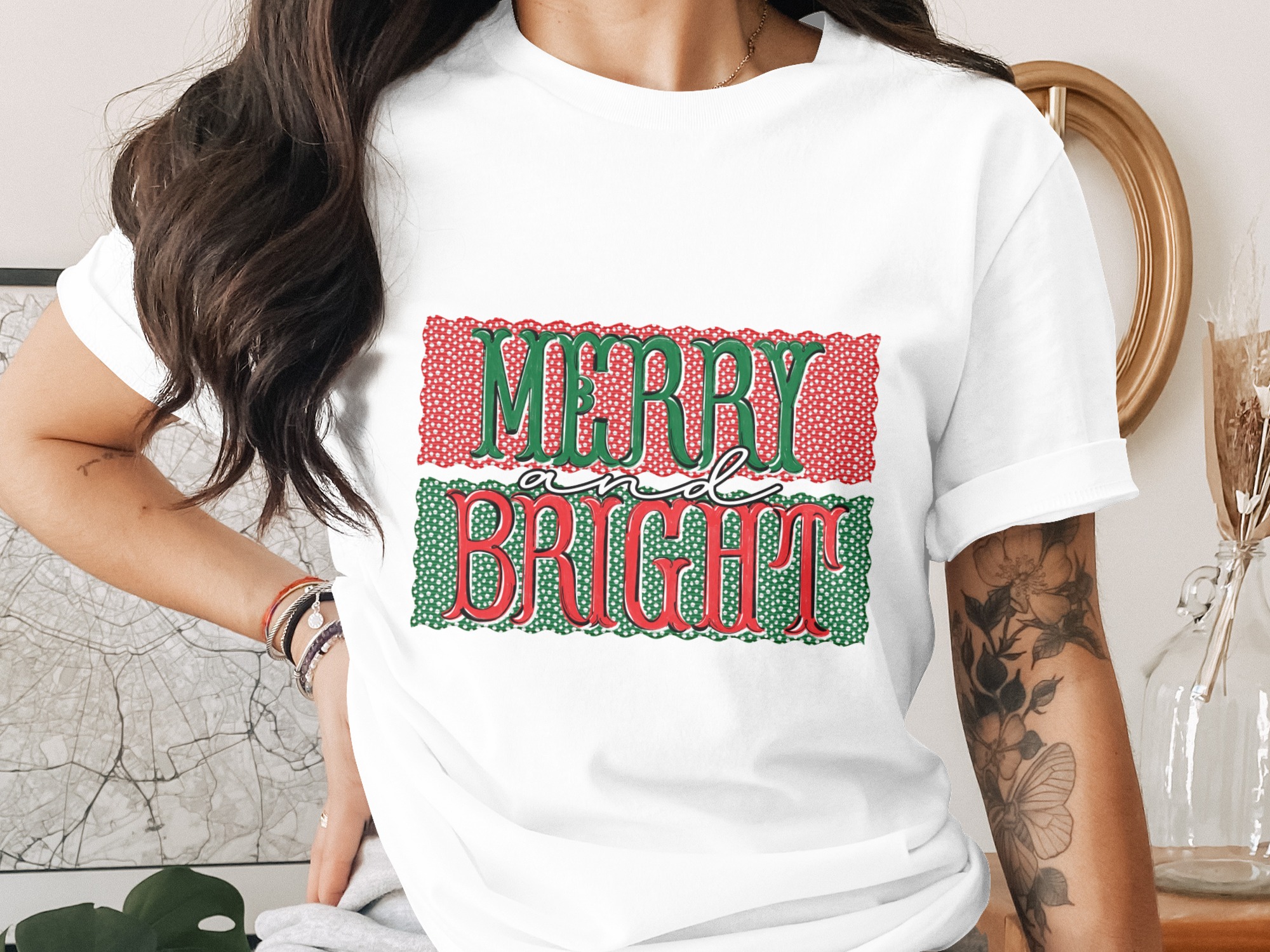 Merry and Bright T-Shirt, Christmas Tee, Holiday T Shirt, Festive Shirt, Winter Apparel, Gift Idea, Seasonal Top