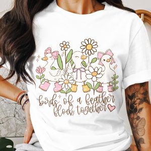 Birds of a Feather T-Shirt, Cute Duck Tee, Floral TShirt, Animal Lover Gift, Flock Together Shirt, Kawaii Style Top, Unique T-Shirt