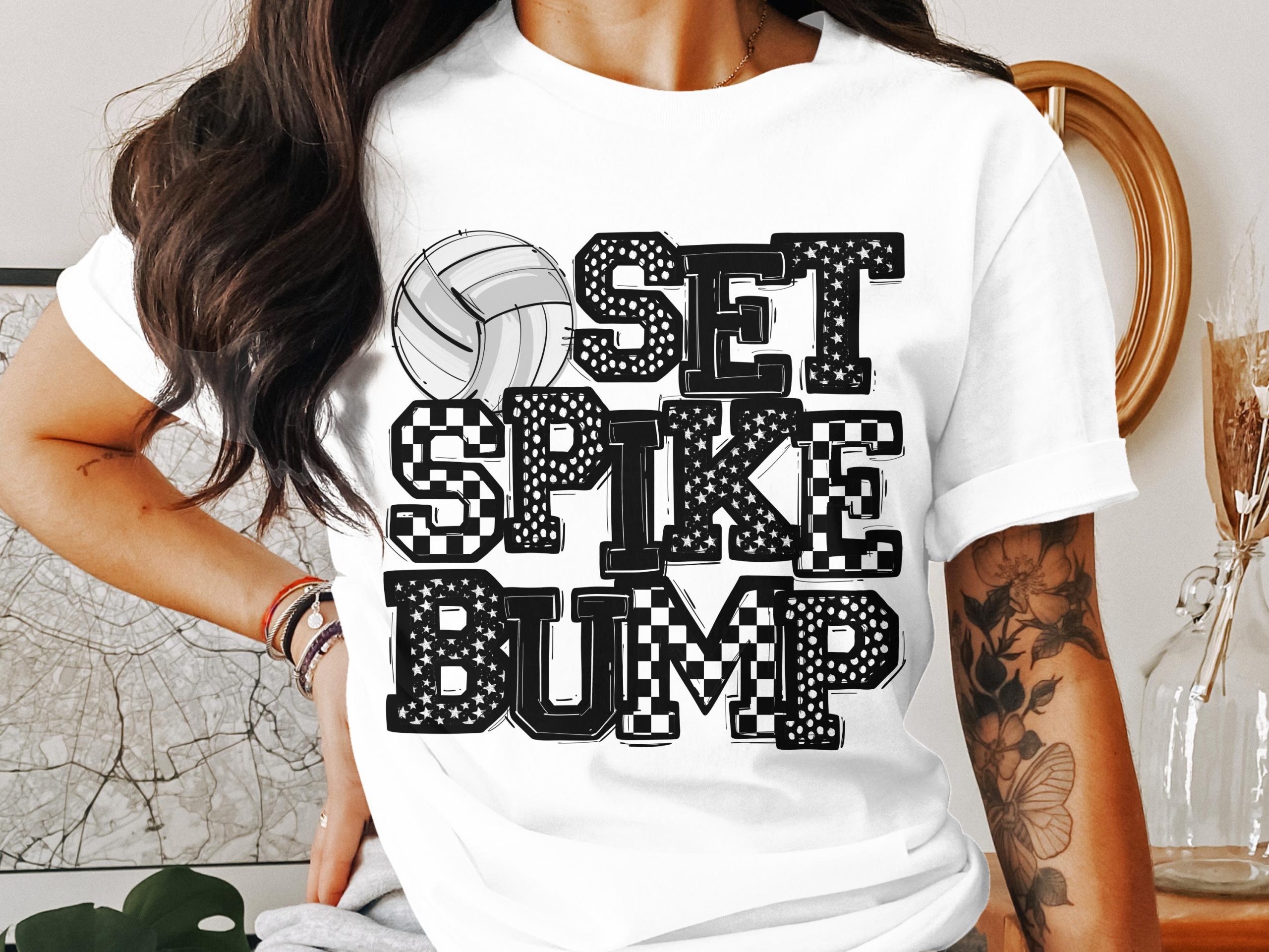 Volleyball T-Shirt, Set Spike Bump Tee, Sports Fan Apparel, Trendy Volleyball Shirt, Gift for Volleyball Players, Volleyball Lover Top