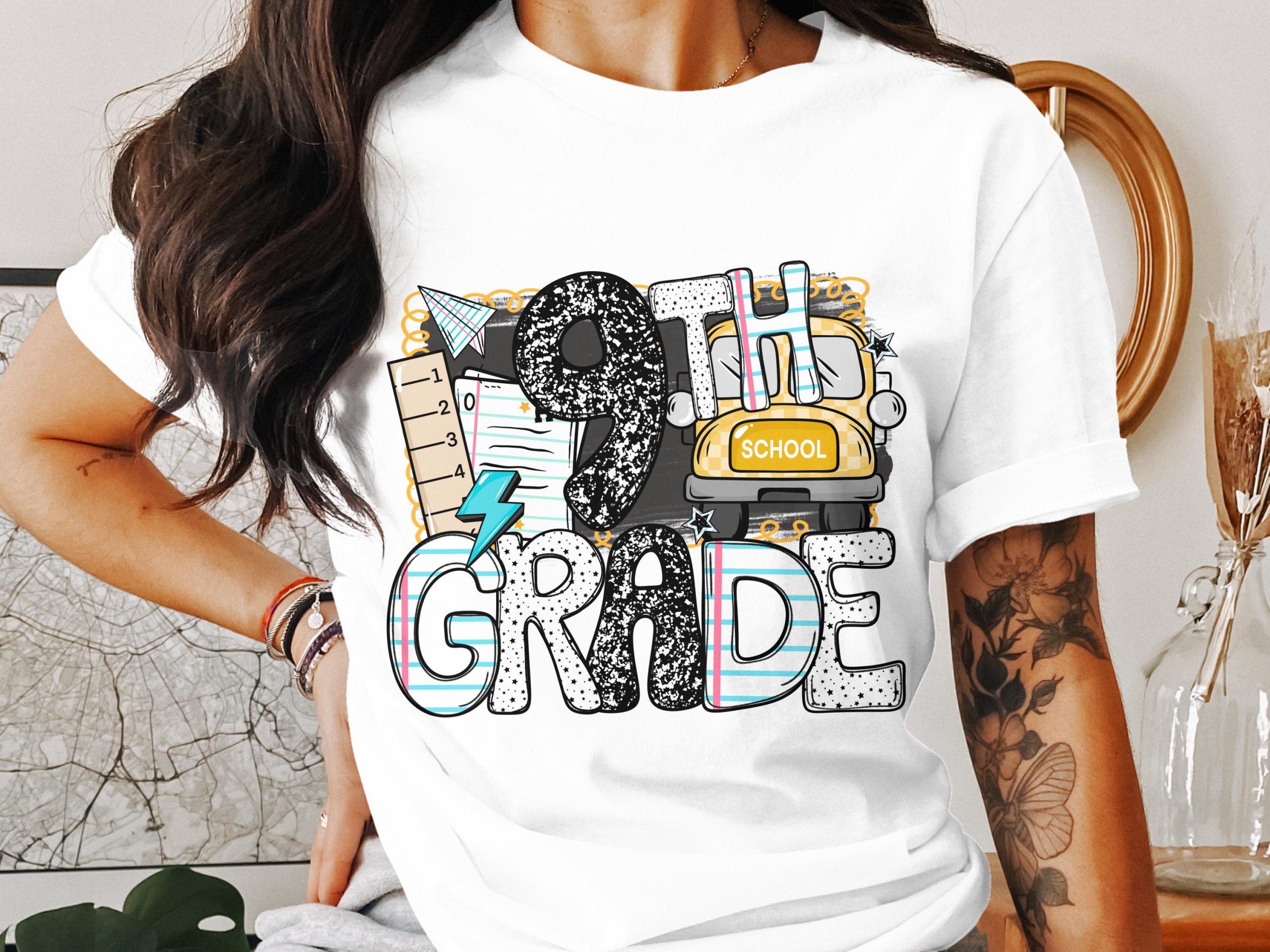9th Grade T-Shirt, School Bus Shirt, Back to School Tee, Ninth Grade Shirt, Teacher Gift, First Day of School Shirt, Ninth Grader Top