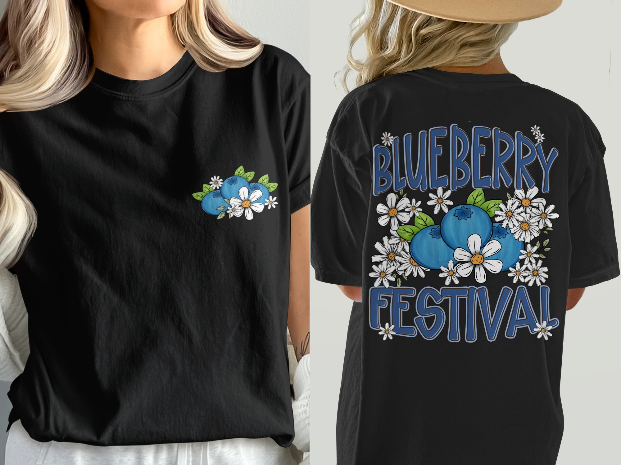 Comfort Colors C1717, Blueberry Festival T-Shirt, Floral Tee, Summer Shirt, Fruit Design, Gift for Her, Trendy Tee, Vacation T-Shirt - Image 2