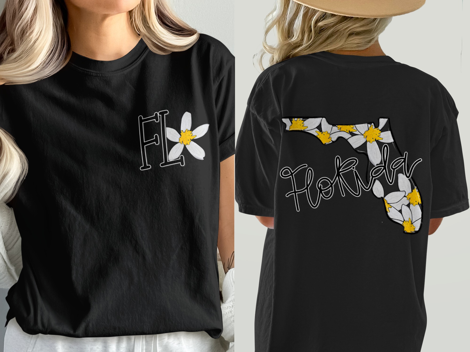 Comfort Colors C1717 Florida Flower T-Shirt, State Pride Tee, Floral FL, Sunshine State Shirt, Trendy Graphic Tee, Gift for Floridian, Black - Image 8