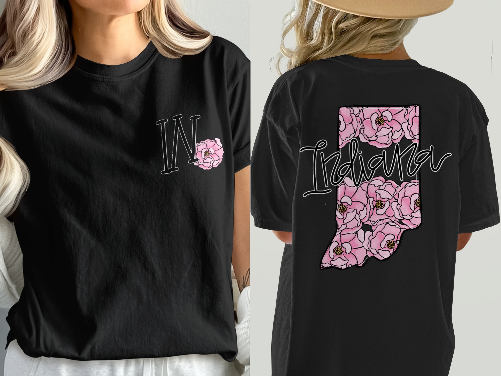 Comfort Colors C1717 Indiana Peony T-Shirt, Floral State Tee, Indiana Flower Shirt, Blooming Indiana Shirt, Indiana Gift, Indiana Souvenir - Image 8