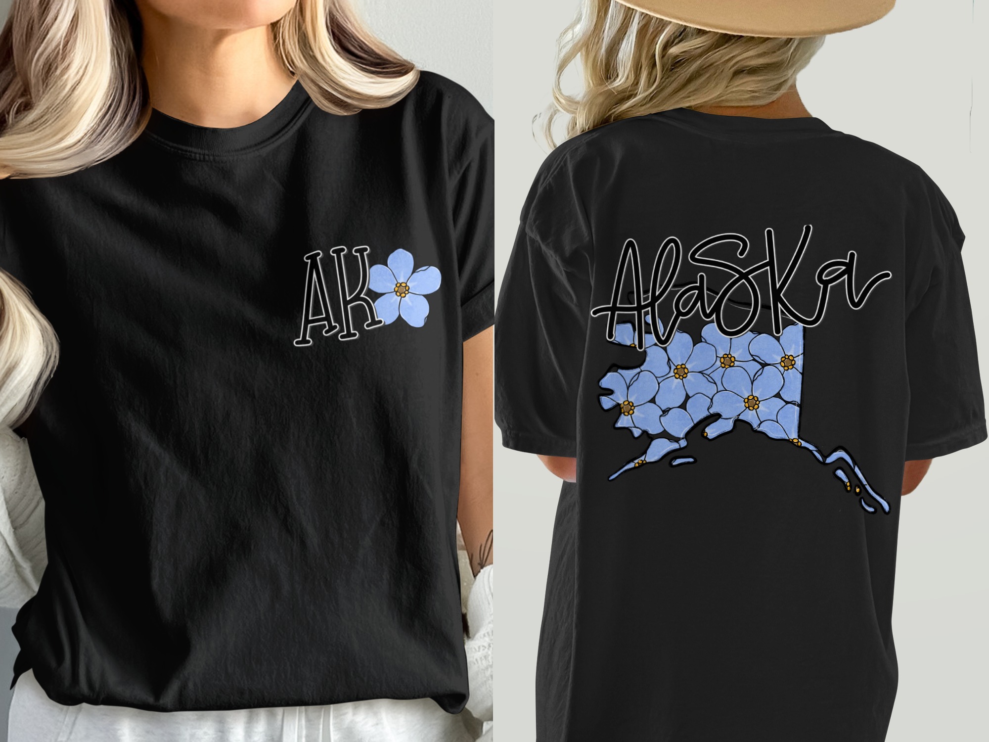 Comfort Colors C1717 Alaska Forget Me Not T-Shirt, AK Floral Shirt, Alaska State Flower Tee, Travel Souvenir Shirt, Gift For Alaskan, AK - Image 8