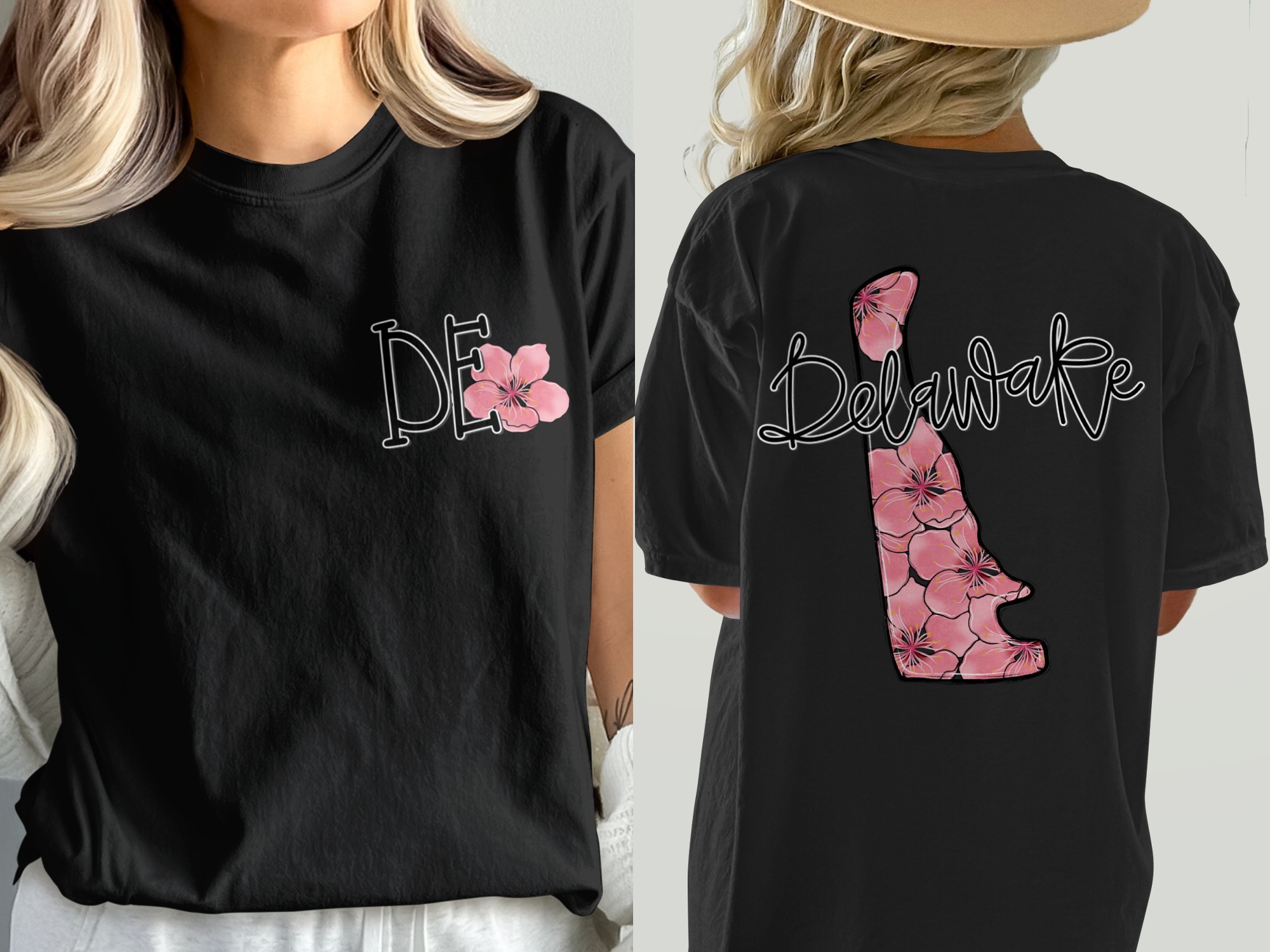 Comfort Colors C1717 Delaware T Shirt, State Flower Peach Blossom Tee, DE Vacation Souvenir Shirt, Delaware Gift Idea, Floral State T-Shirt - Image 8