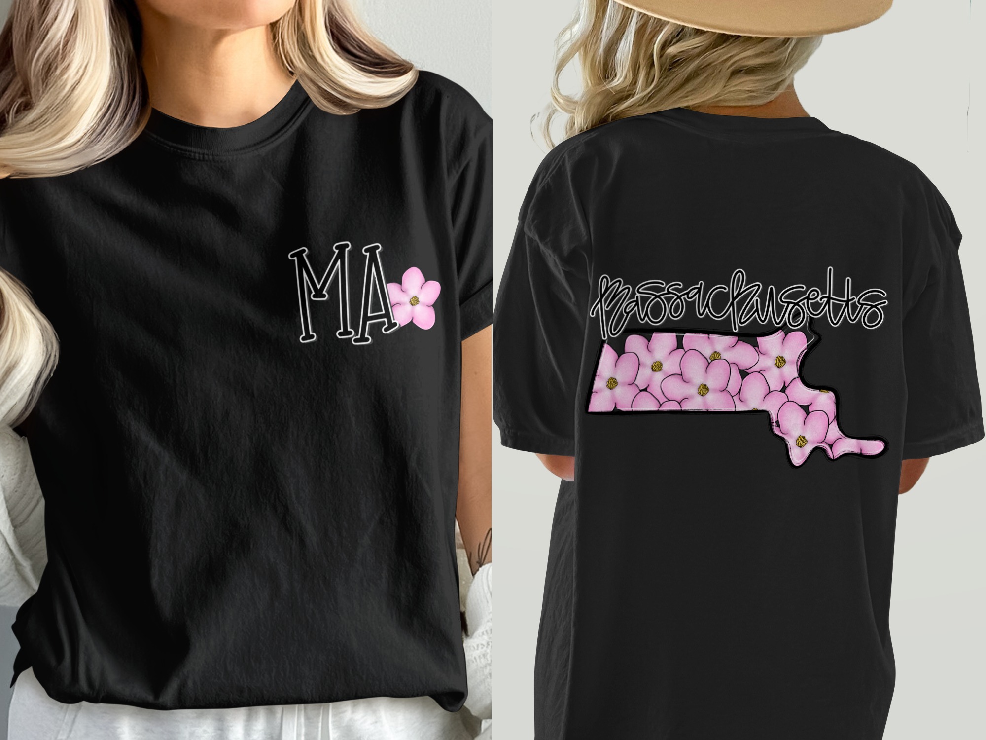 Comfort Colors C1717 Massachusetts State Flower T-Shirt, MA Pride Tee, Dogwood Blossom Graphic Tee, Gift for Massachusetts Native, State - Image 8
