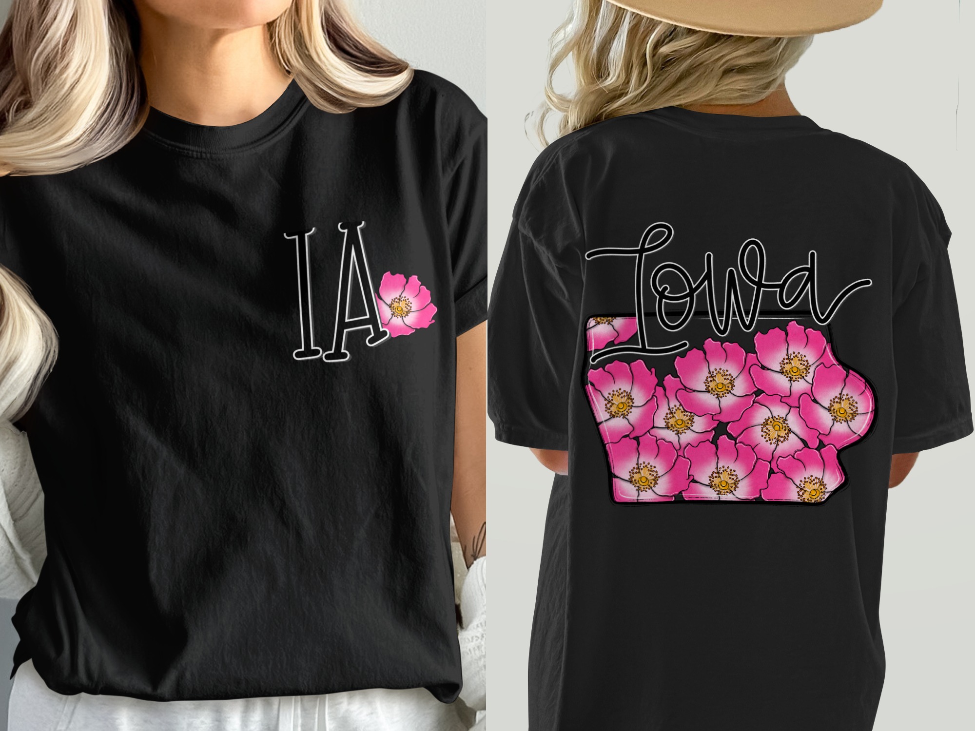Comfort Colors C1717 Iowa Floral Shirt, Iowa State Flower TShirt, Iowa Wild Rose Tee, Iowa Souvenir Shirt, Iowa Pride T-Shirt, Iowa Gift - Image 8