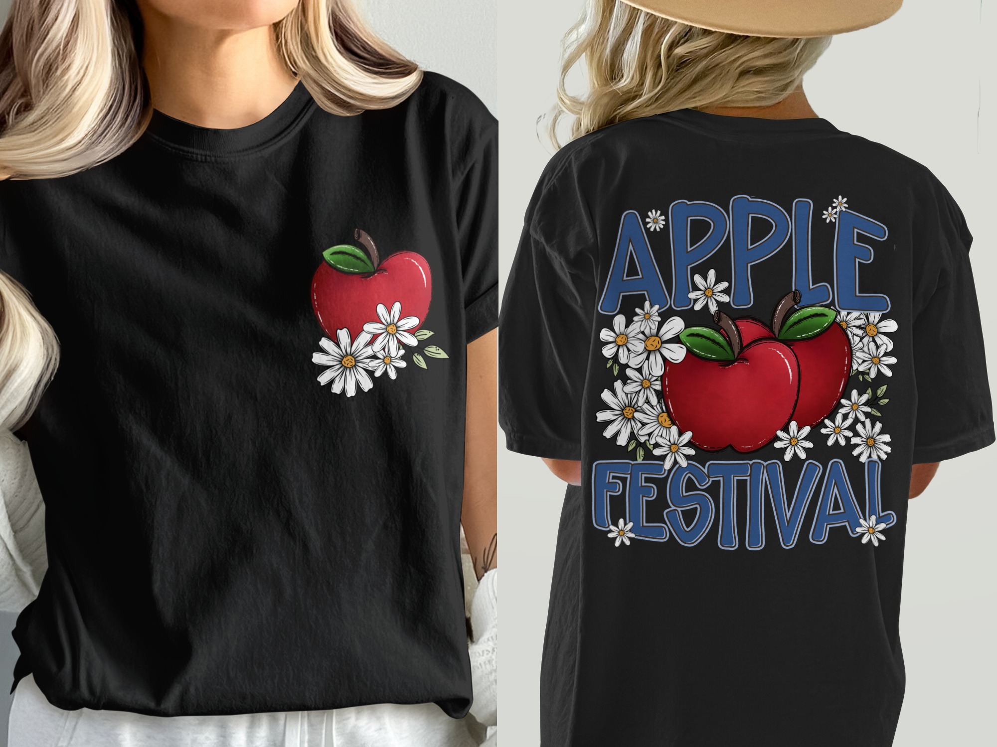 Comfort Colors C1717 Apple Festival T-Shirt, Fall Harvest Shirt, Floral Apples Tee, Autumn Festival Top, Orchard Visit, Cute Graphic T Shirt - Image 2