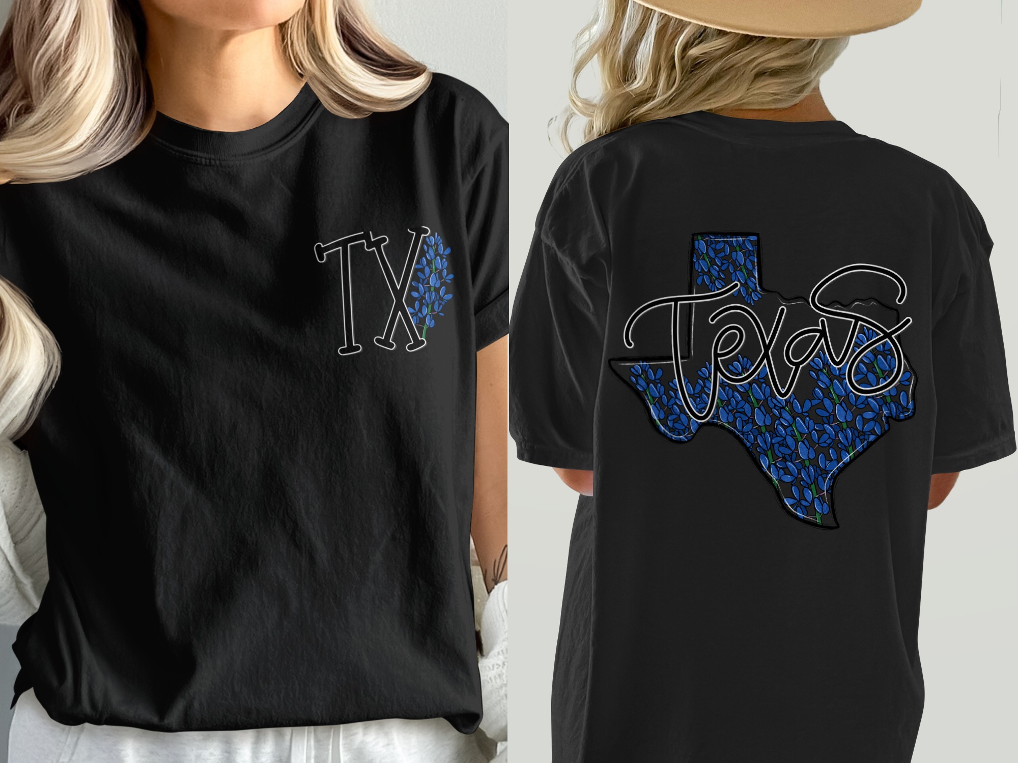 Comfort Colors C1717 Texas Bluebonnet T-Shirt, TX State Flower Shirt, Southern Tee, Texas Pride Gift, Floral Texas Outline, Graphic Tee - Image 8