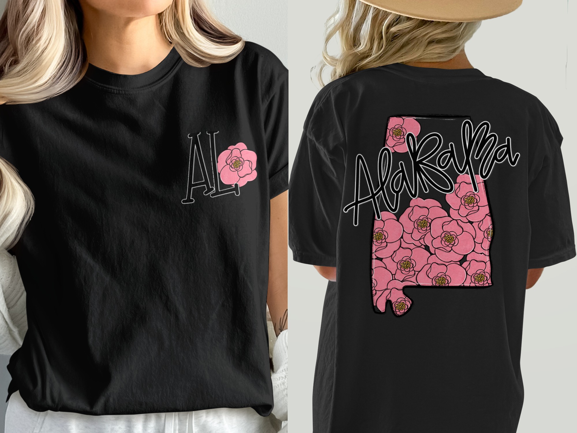Comfort Colors C1717 Alabama Flowers T Shirt, Southern State Pride Tee, Floral State Outline Shirt, University Apparel, Crimson Tide, Roll - Image 8