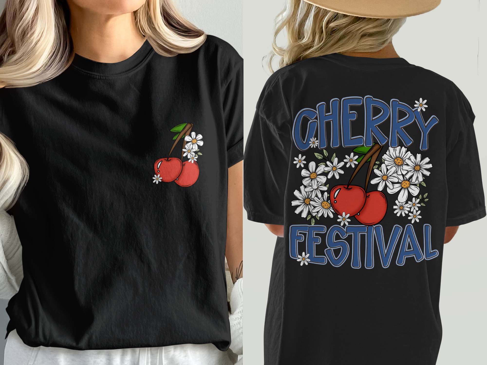 Comfort Colors 1717 Cherry Festival T-Shirt, Daisy Flowers Tee, Summer Shirt, Cute Fruit Shirt, Trendy Graphic Tee, Gift For Her, Unisex - Image 2