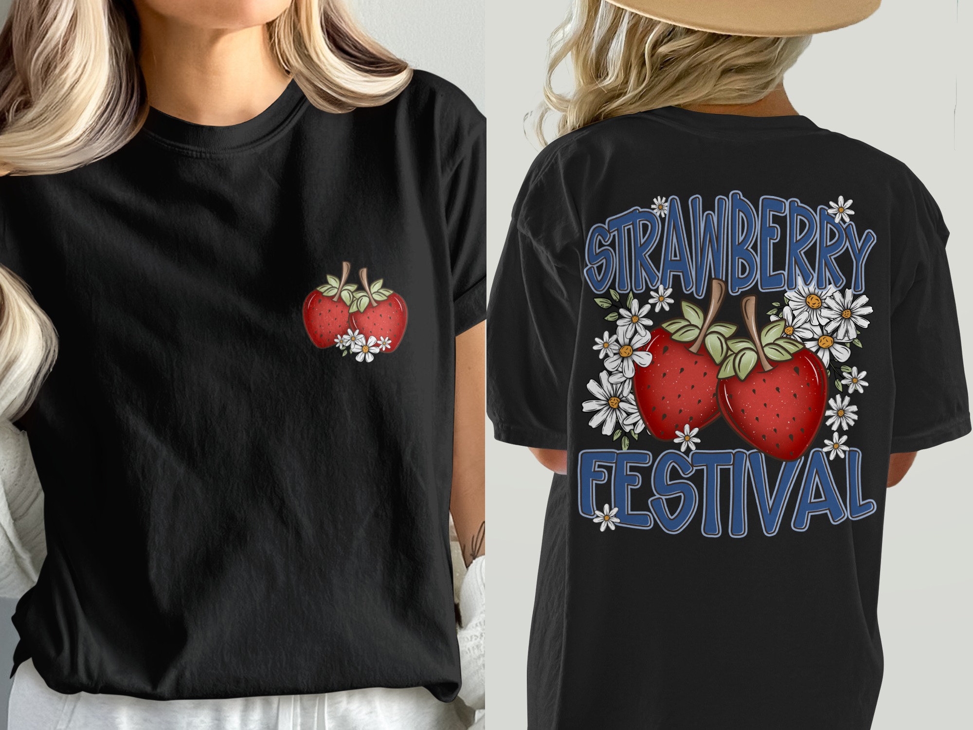 Comfort Colors 1717 Strawberry Festival T-Shirt, Daisy Flower Tee, Summer Fruit Shirt, Trendy Graphic Tee, Retro Shirt, Festival Shirt - Image 2