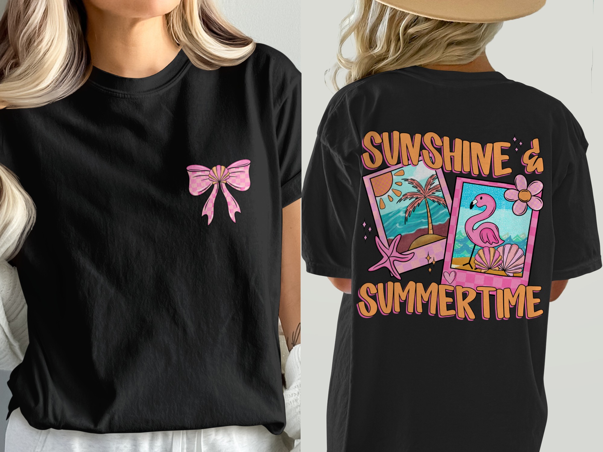 Comfort Colors 1717 Sunshine and Summertime T-Shirt, Flamingo T-Shirt, Beach Vacation T-Shirt, Tropical Tee, Girly T-Shirt, T-Shirt - Image 2