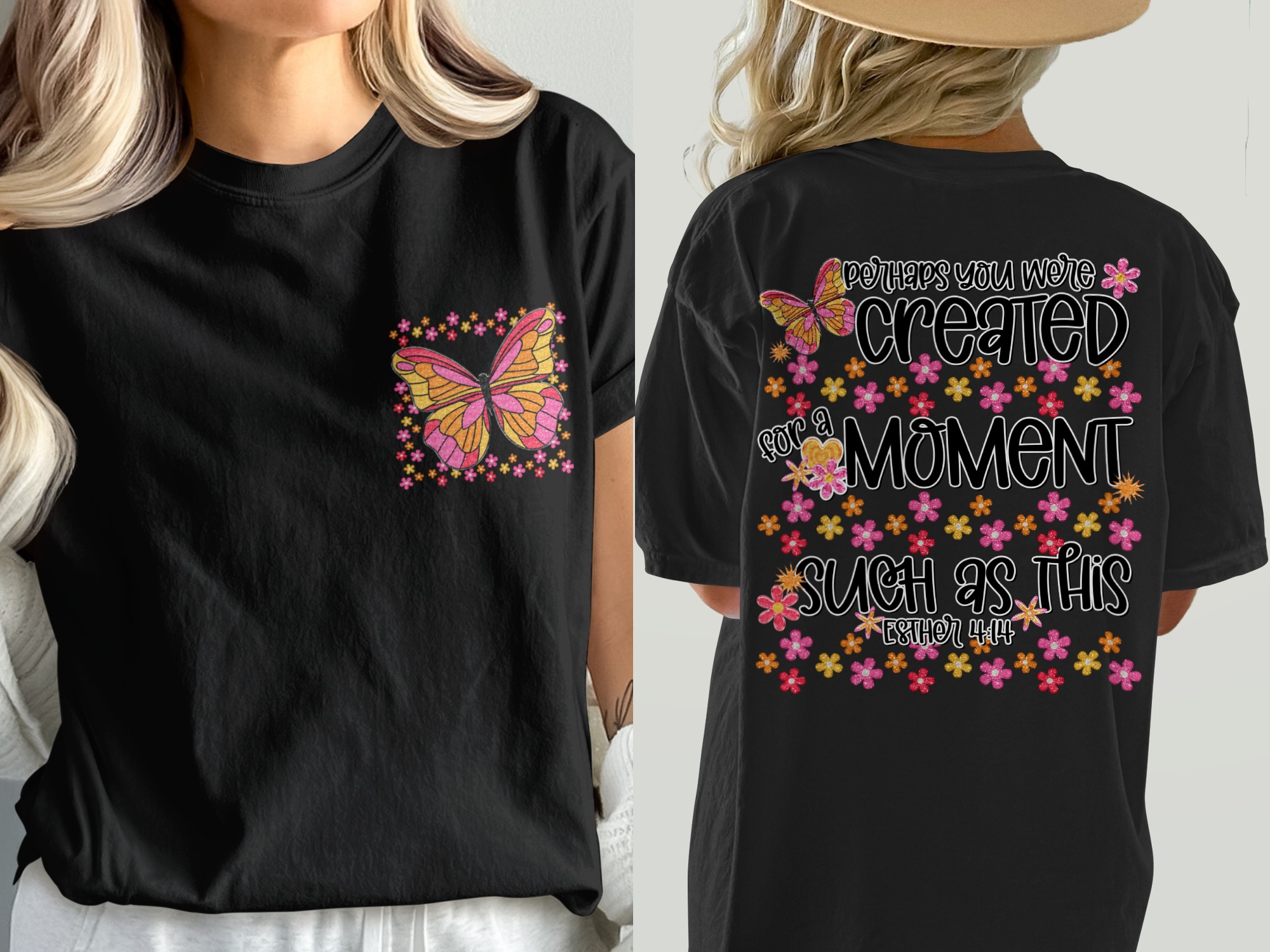 Comfort Colors C1717 Butterfly T-Shirt, Christian Esther 4 14 Shirt, Floral Shirt, Religious T Shirt, Inspirational Tee, Women's T-Shirt - Image 2
