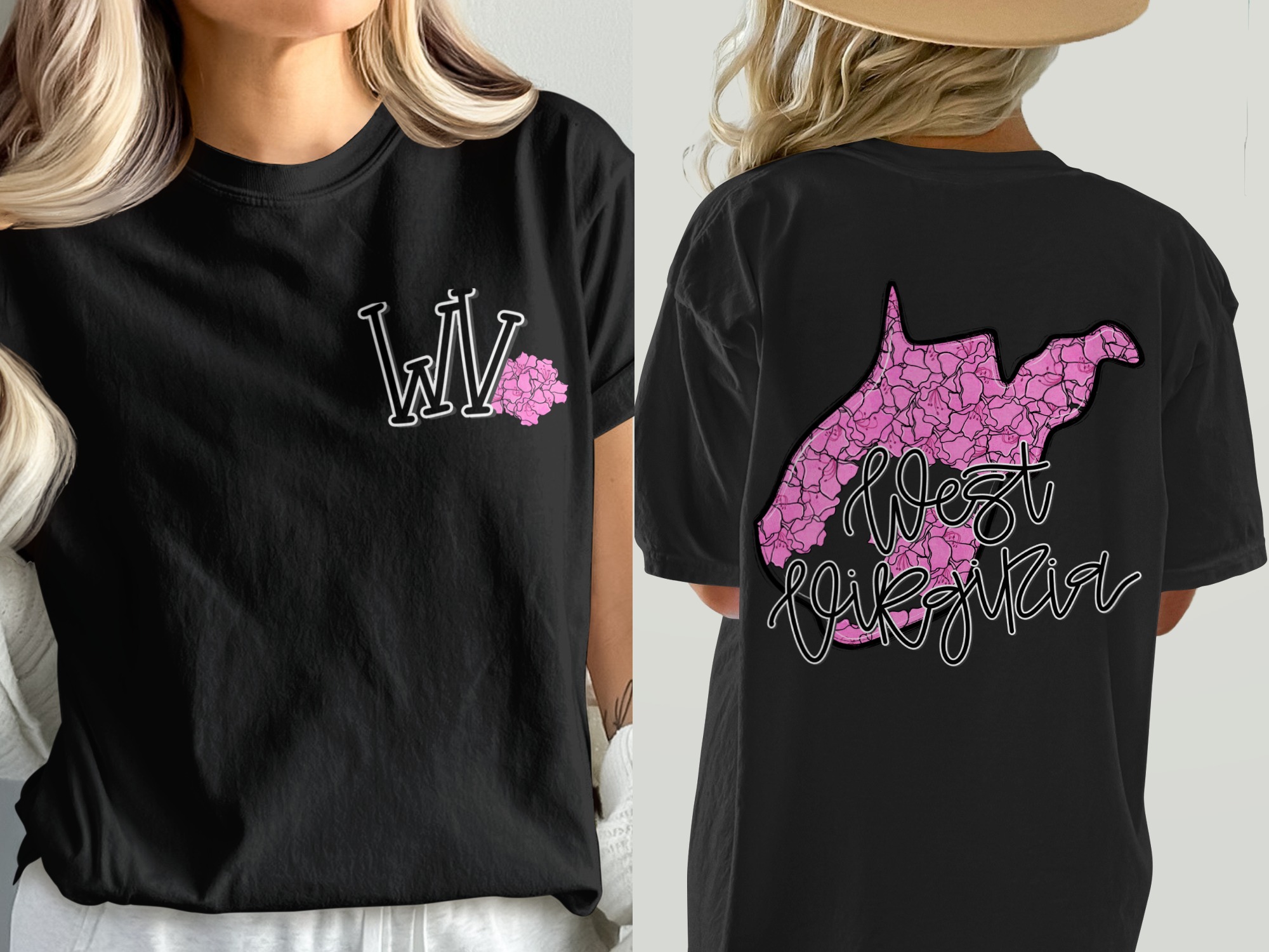 West Virginia WV Floral State T-Shirt, Mountain Mama Tee, Wildflower West Virginia Shirt, College Apparel, WVU Mountaineers, Trendy Floral - Image 2