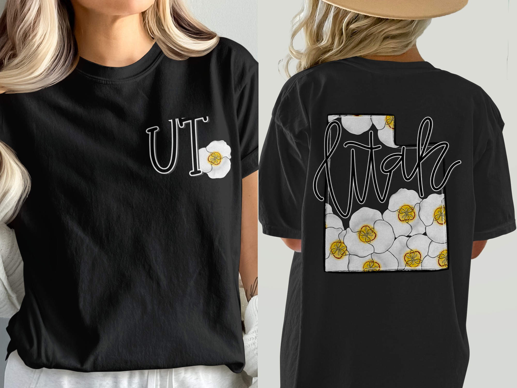 Utah Floral T-Shirt, State Pride Tee, Trendy Utah Shirt, Mountain State Gift, Flower Design Shirt, Souvenir Tee, Unique State Shirt - Image 2