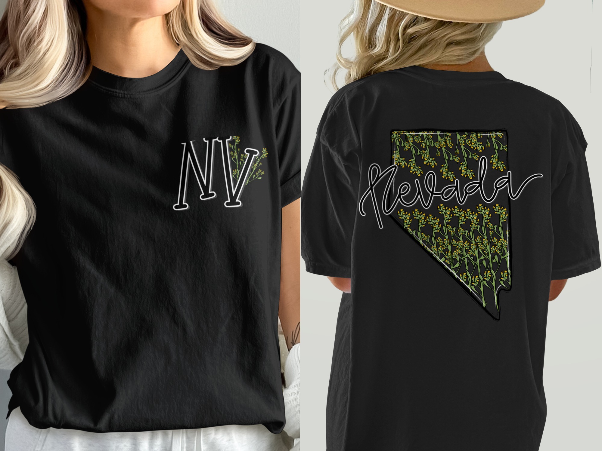 Nevada Wildflower T-Shirt, Floral State Pride Tee, NV Graphic Tee, Western Flower Shirt, Desert Bloom T Shirt, Gift Idea T-Shirt - Image 2