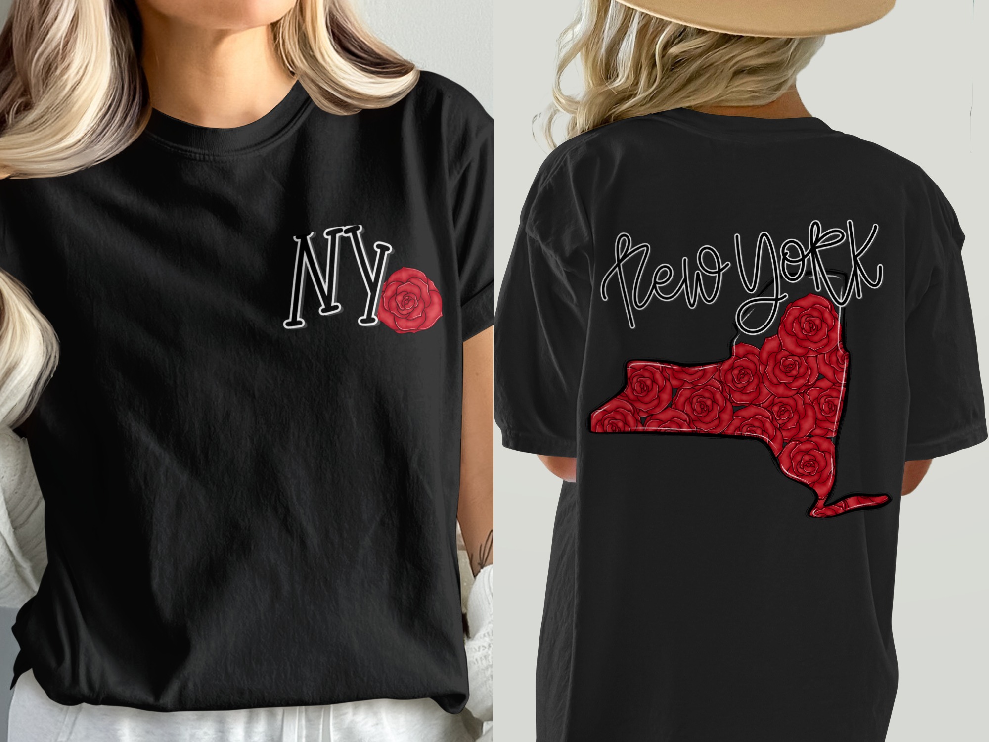 New York Rose T-Shirt, Floral NY Tee, City Pride Shirt, State Pride, New York Souvenir, Rose Design, Floral Shirt, NY Gift - Image 8