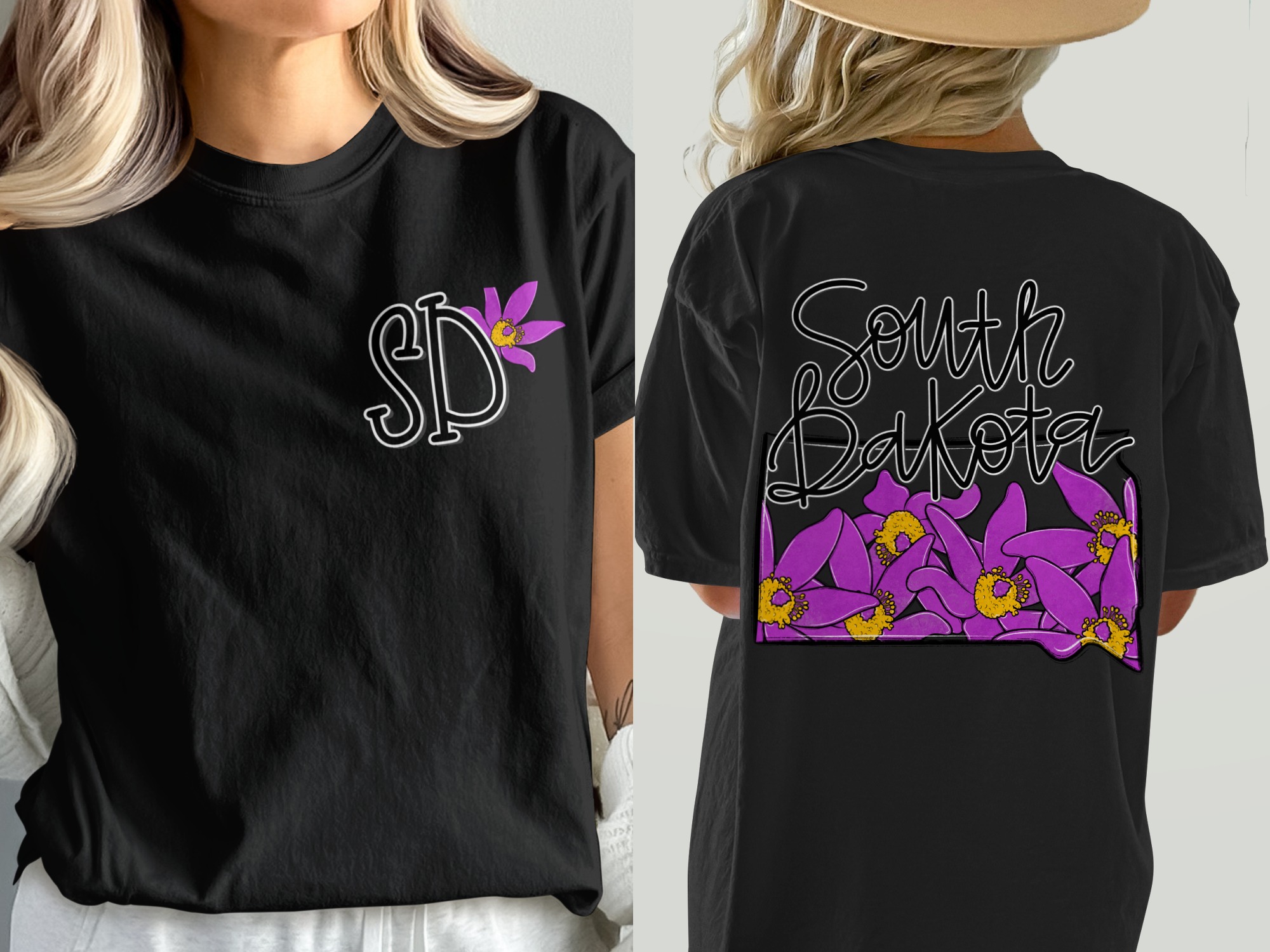 South Dakota T Shirt, SD Flower T-Shirt, State Pride Tee, Floral State Outline Shirt, Purple Flower Shirt, Dakotas Shirt, Trendy Shirt - Image 8
