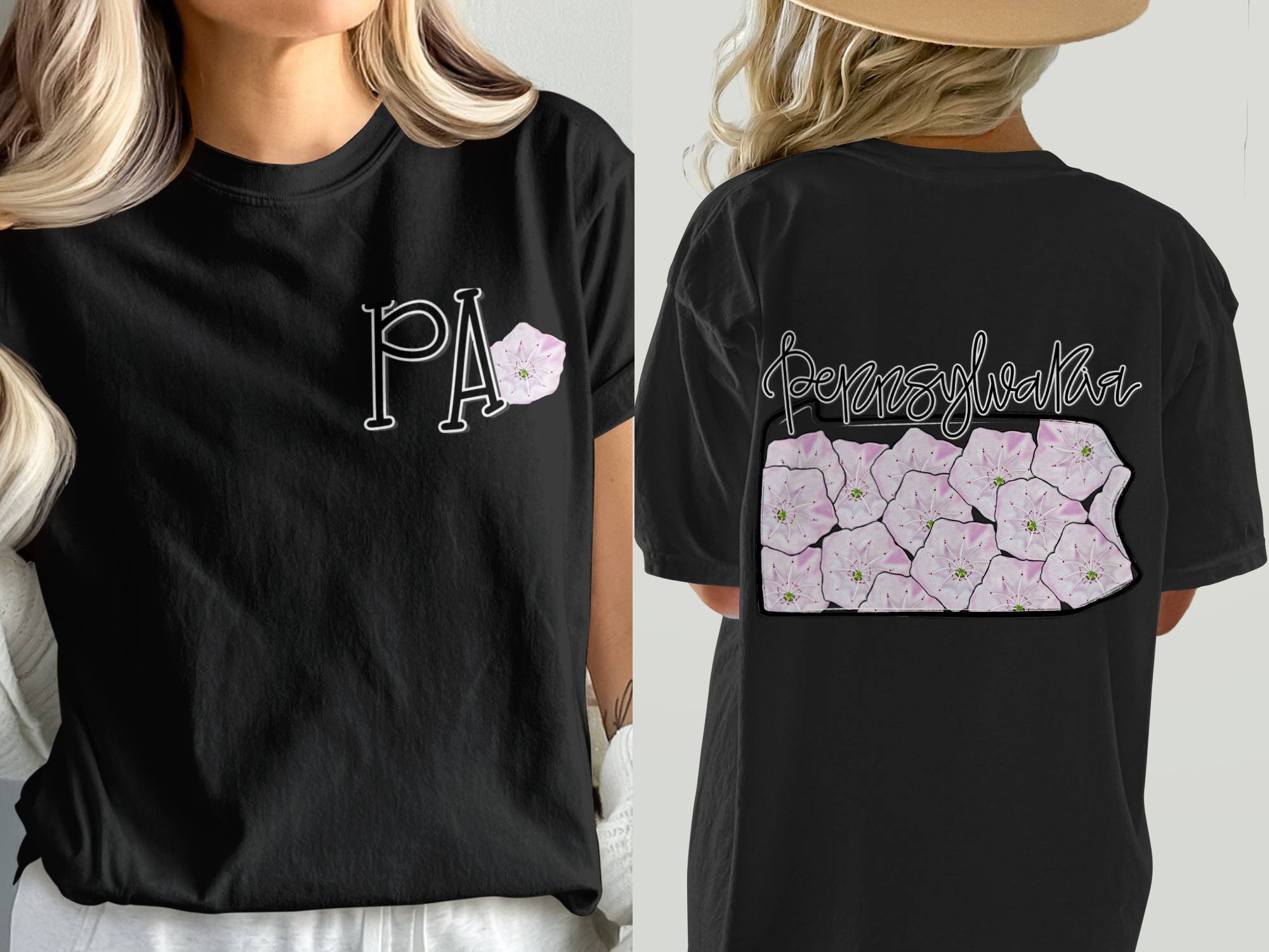 Pennsylvania Laurel T Shirt, PA State Flower Tee, Floral State Pride, Mountain Laurel Gift, Pennsylvania Souvenir, State Map T-Shirt - Image 8