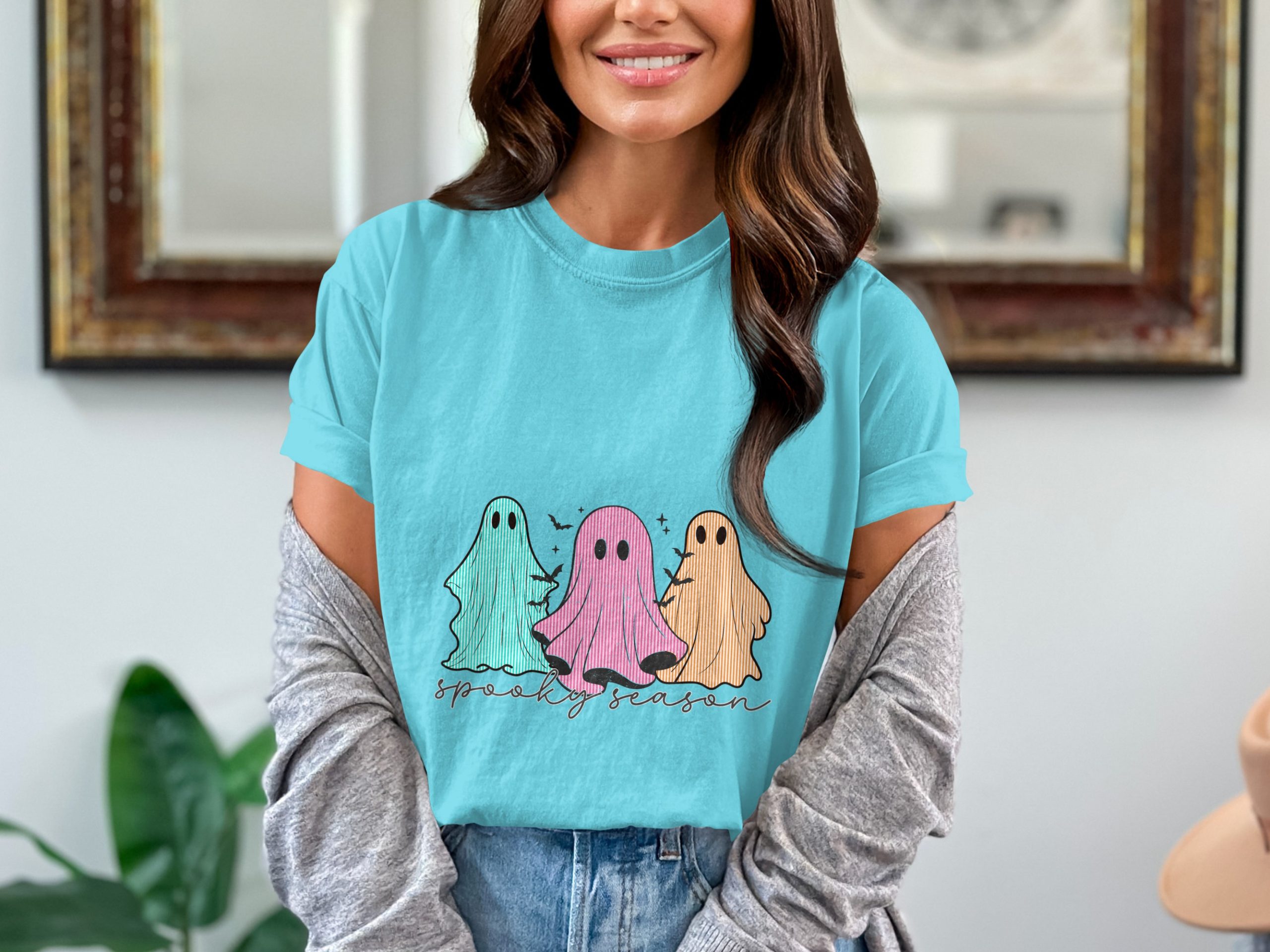 Spooky Season Ghosts T-Shirt, Comfort Colors Halloween Shirt, Pastel Ghosts Shirt, Ghost Tee, Cute Halloween TShirt, Fall Shirt - Image 2