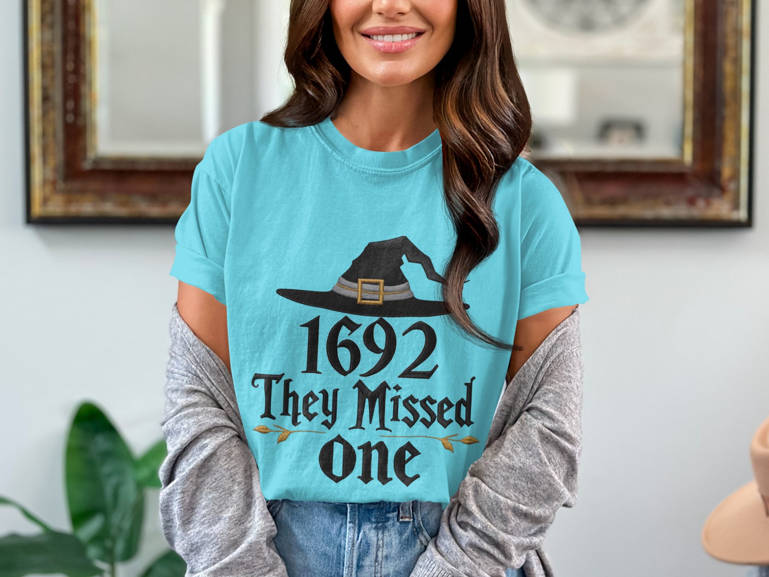 1692 They Missed One T-Shirt, Witch Hat Comfort Colors Tee, Halloween Apparel, Spooky Season Shirt, Witchy Vibes, Fall Outfit Idea, Funny - Image 2