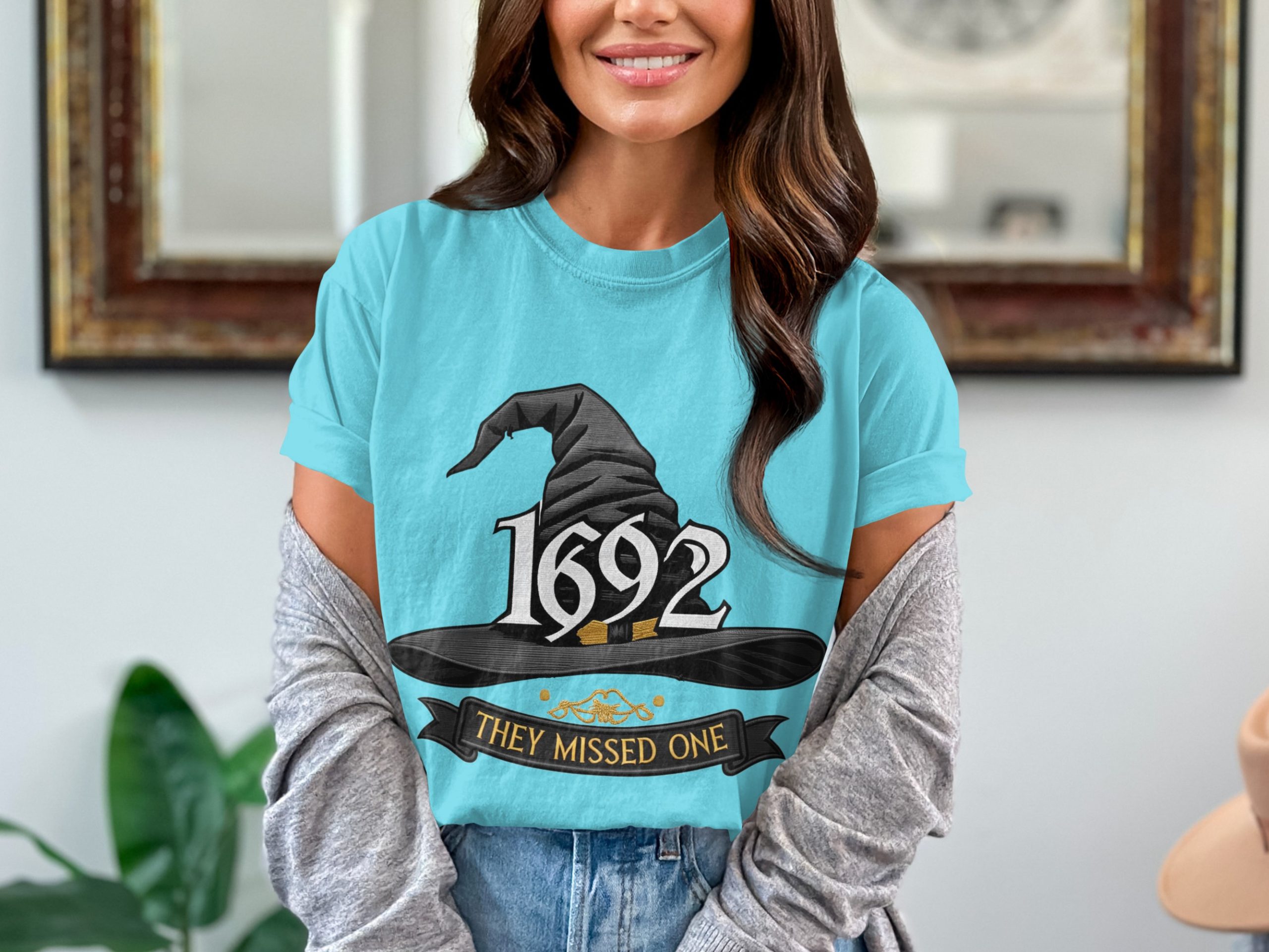 1692 Witch Hat T-Shirt, They Missed One, Halloween, Comfort Colors, Funny Witch Shirt, Spooky Season, Salem Witch Trials, Witch T-Shirt - Image 2