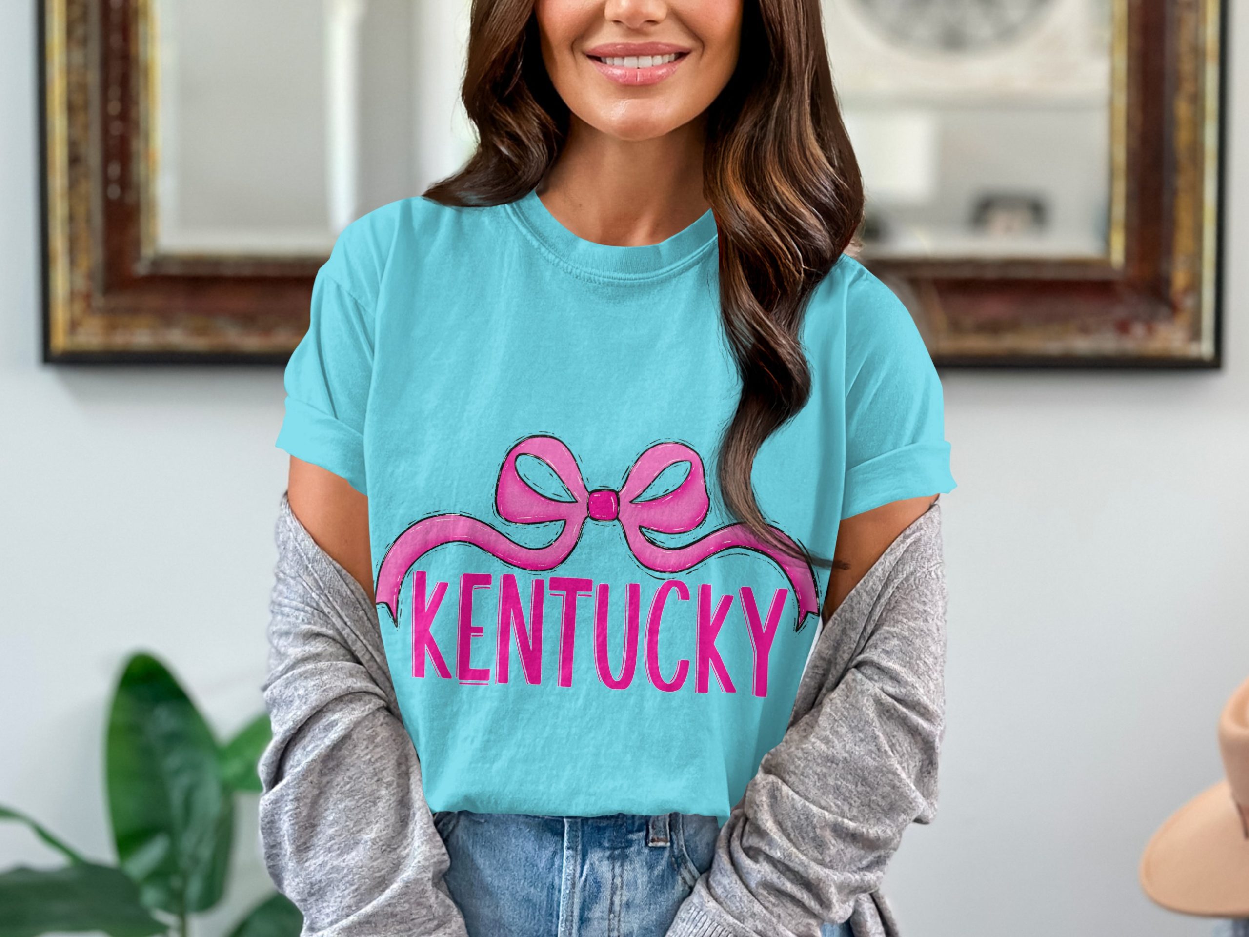 Kentucky T-Shirt, Pink Bow Tee, Comfort Colors 1717, State Pride Shirt, Kentucky Gift, Southern Style Shirt, Kentucky Souvenir, Unisex Tee - Image 2