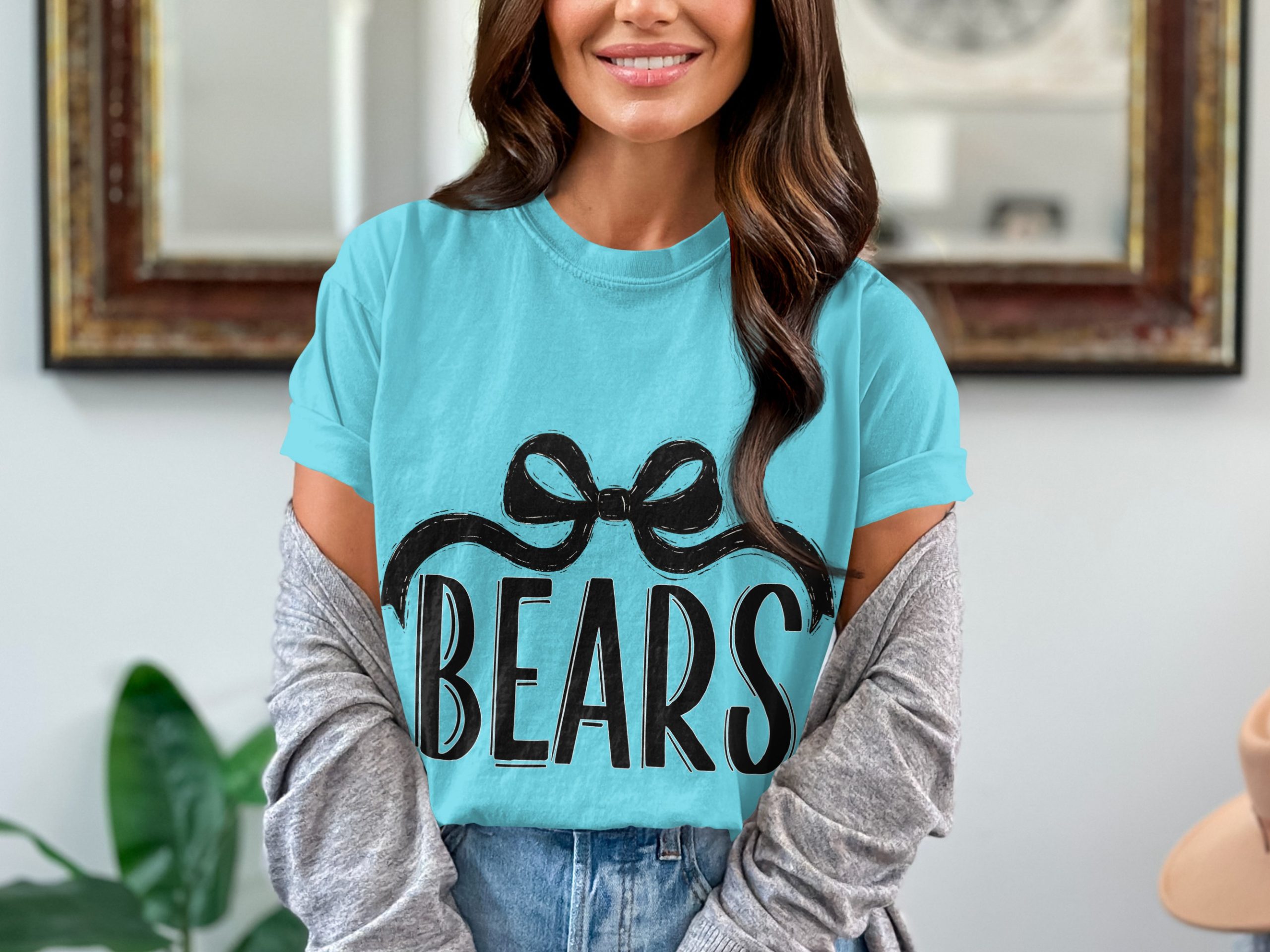 Bears T-Shirt with Bow, Comfort Colors 1717, Mama Bear Tee, Cute Bear Shirt, Animal Lover Gift, Graphic Tee, Trending T Shirt, Gift for Her - Image 2
