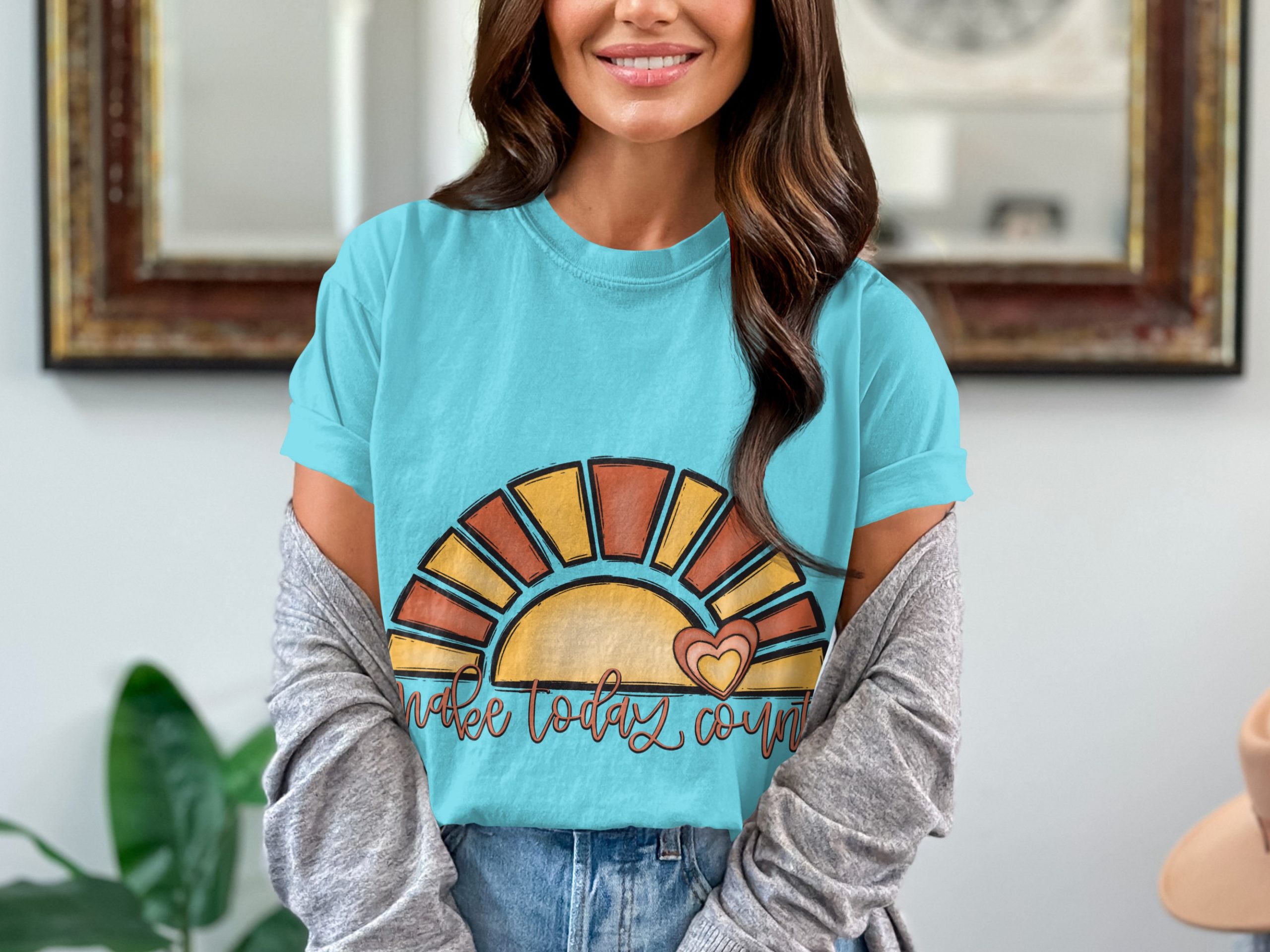 Make Today Count T-Shirt, Positive Vibes Tee, Comfort Colors 1717, Motivational Shirt, Sunrise Heart T Shirt, Inspirational Gift - Image 2