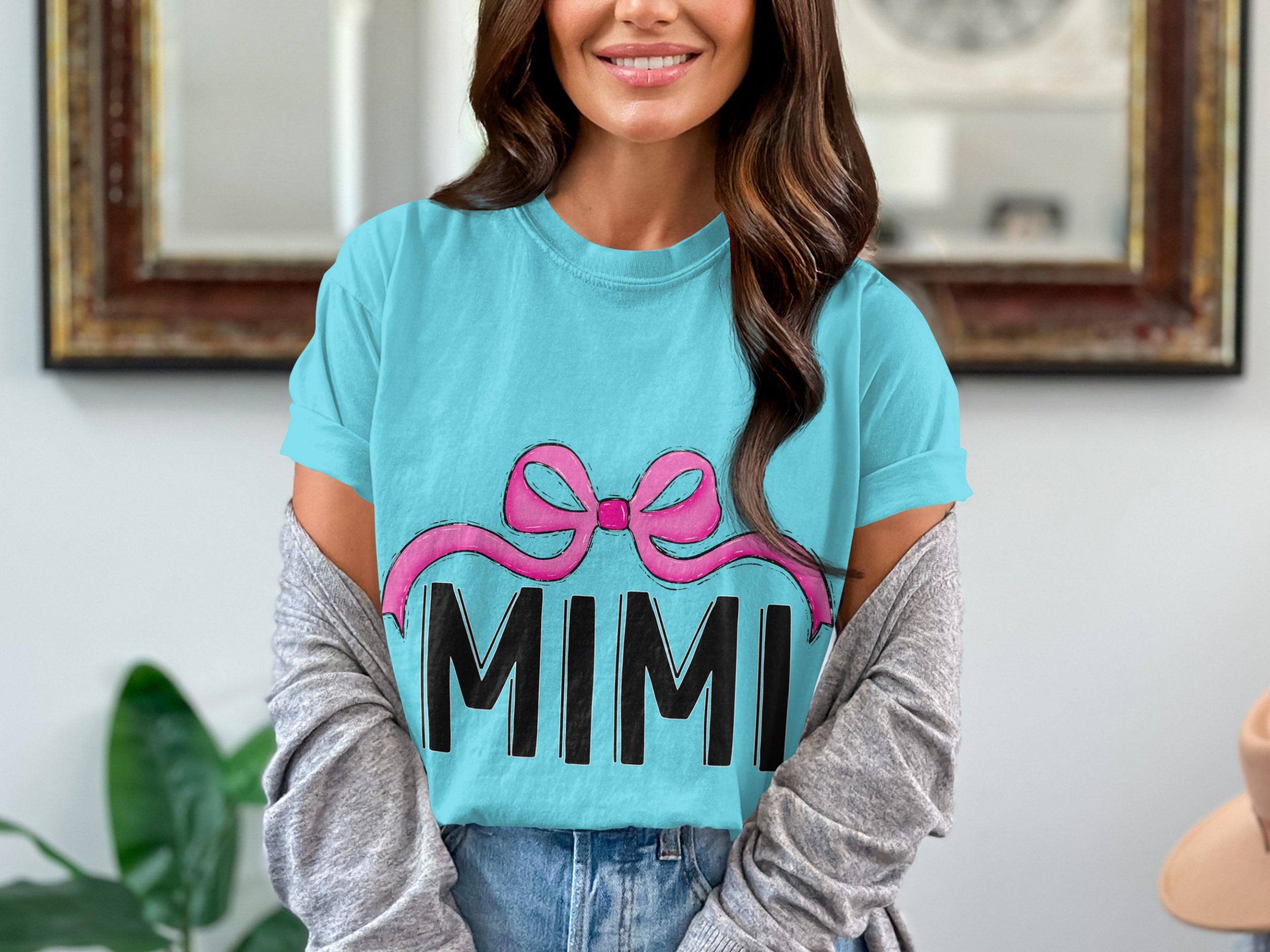 Mimi T-Shirt, Pink Bow Graphic Tee, Nana Grandma Gift, Comfort Colors 1717, Cute Mimi Shirt, Grandmother Tee, New Mimi, Mimi Birthday Shirt - Image 2