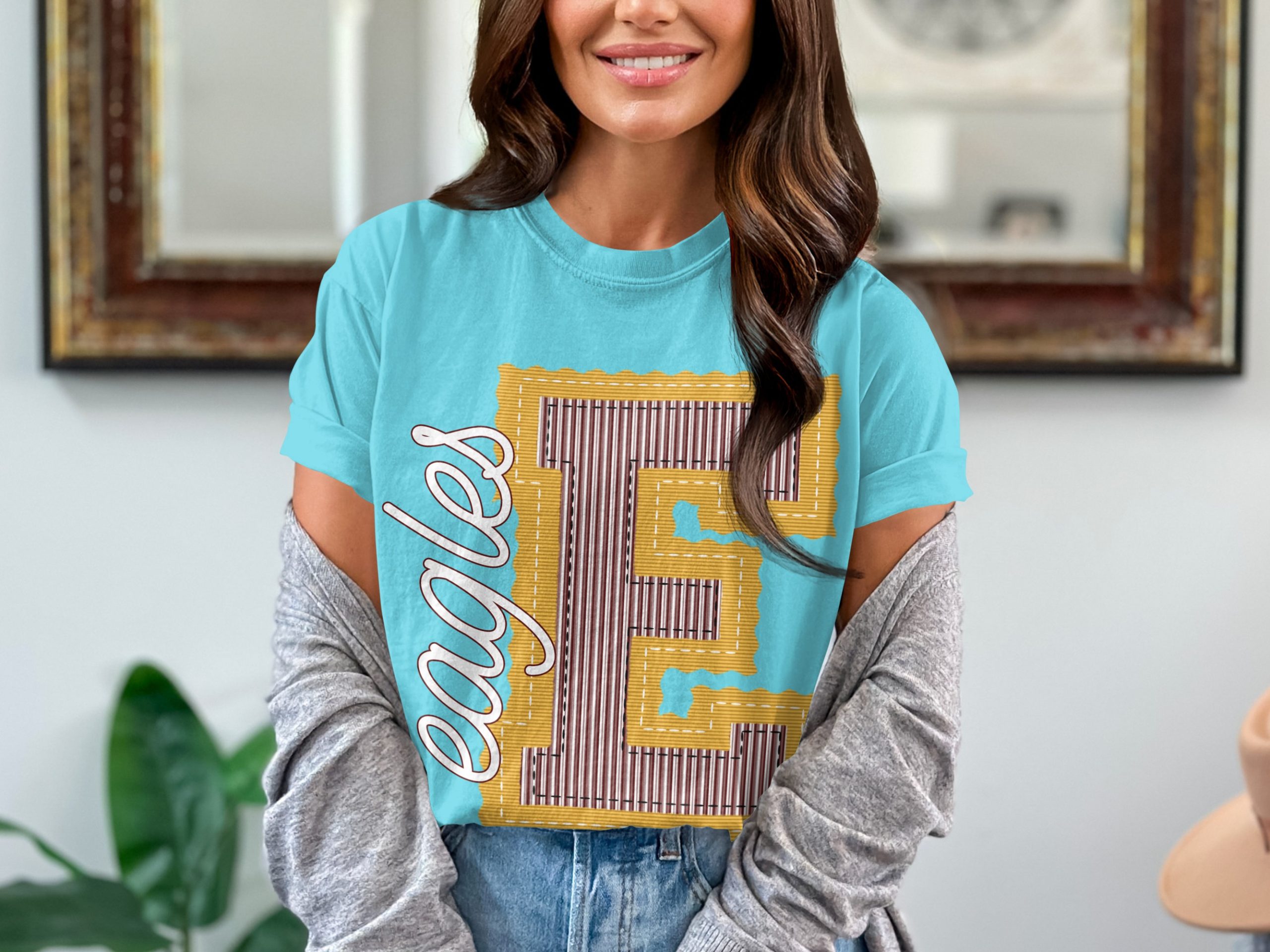 Eagles T-Shirt, Varsity Letter, Team Spirit, Comfort Colors 1717, School Pride, Fan Apparel, Game Day, Sporty Style, Graphic Tee - Image 2